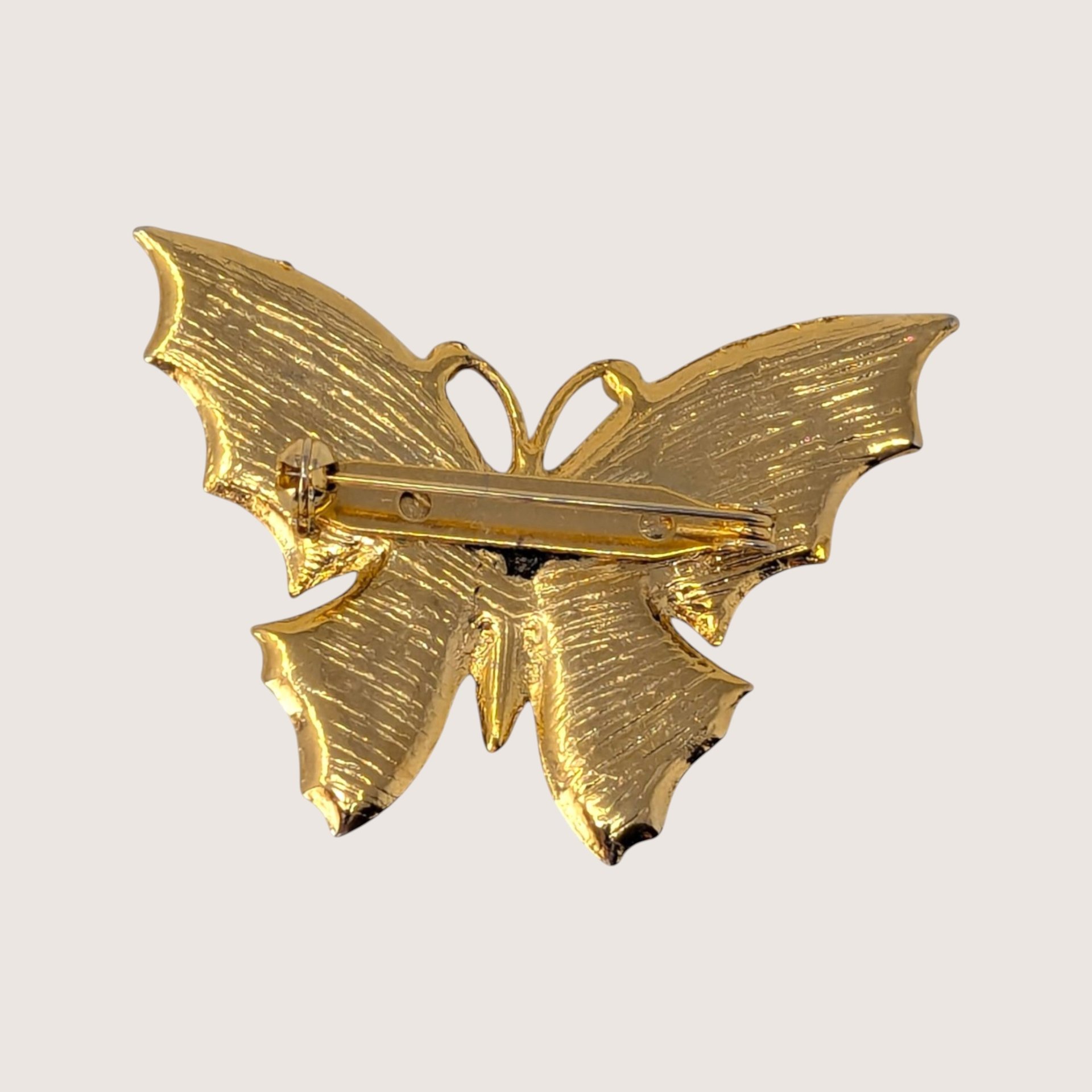 Vintage Gold Tone Enamel Butterfly Brooch