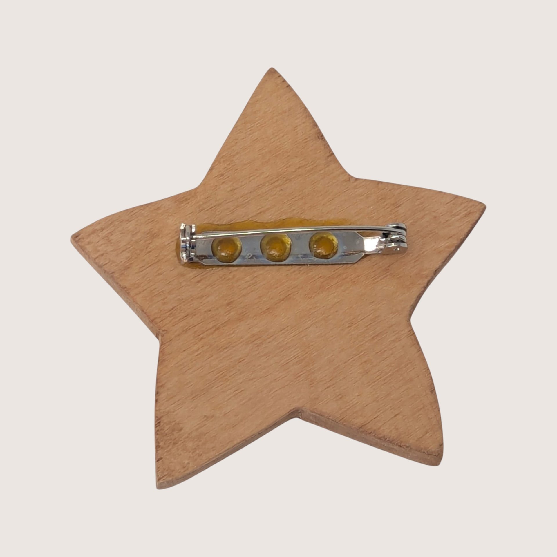 Vintage 1990s Hand Painted Wood Winter Star Brooch