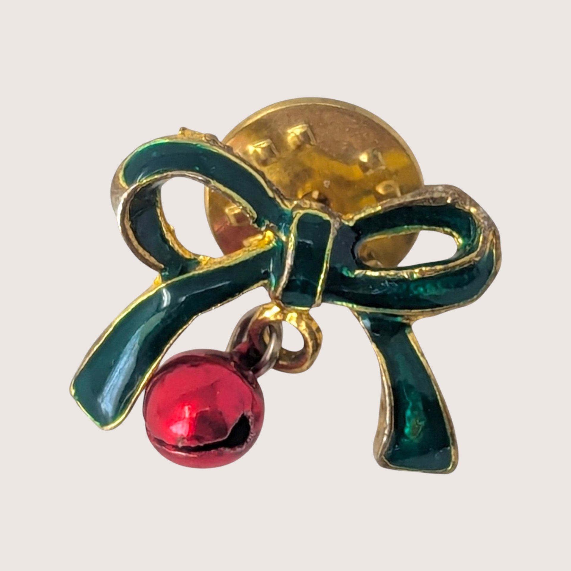 Set of 3 Vintage Gold Tone Enamel Christmas Pins
