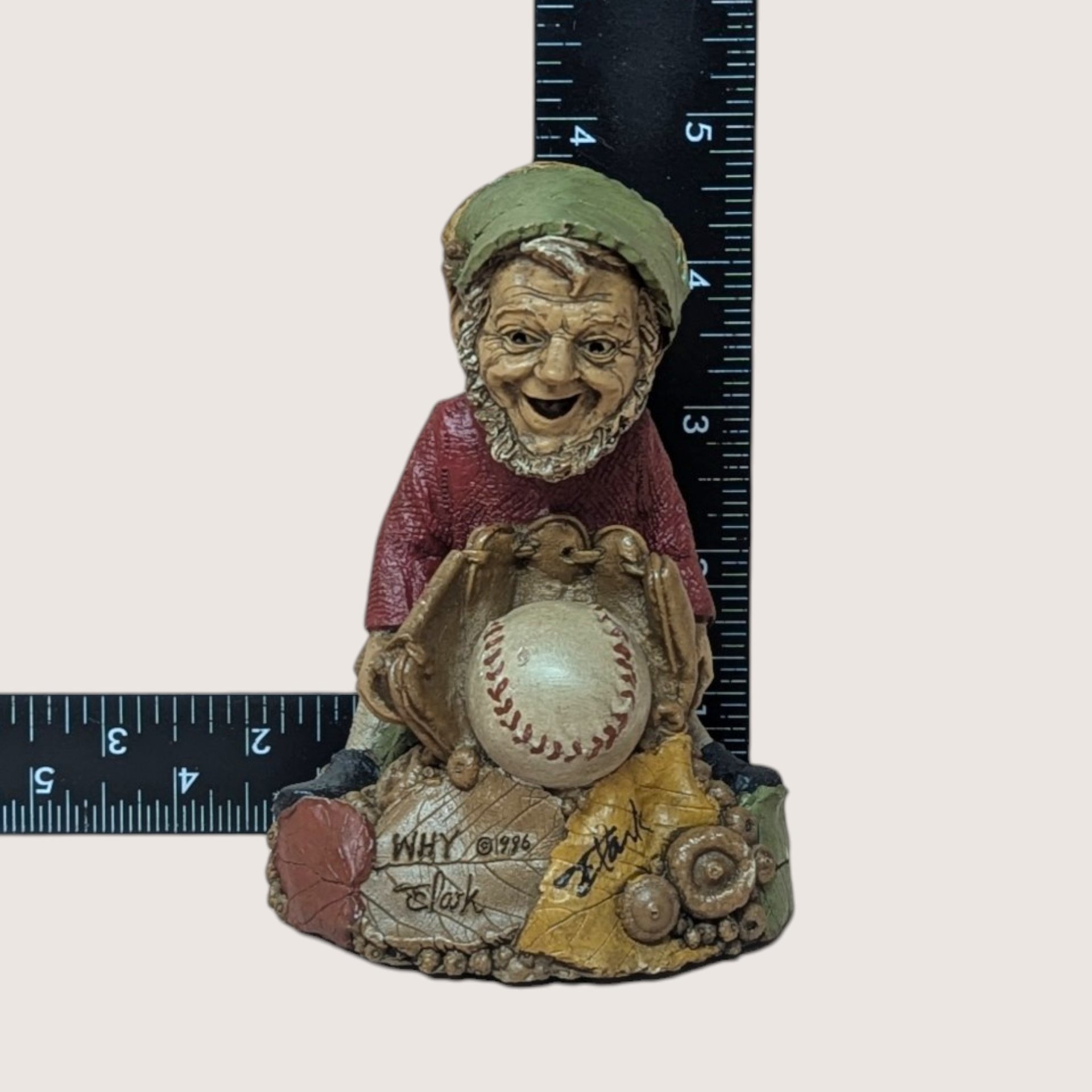 Signed 1986 Tom Clark "Why" Figurine: Gnome with Baseball