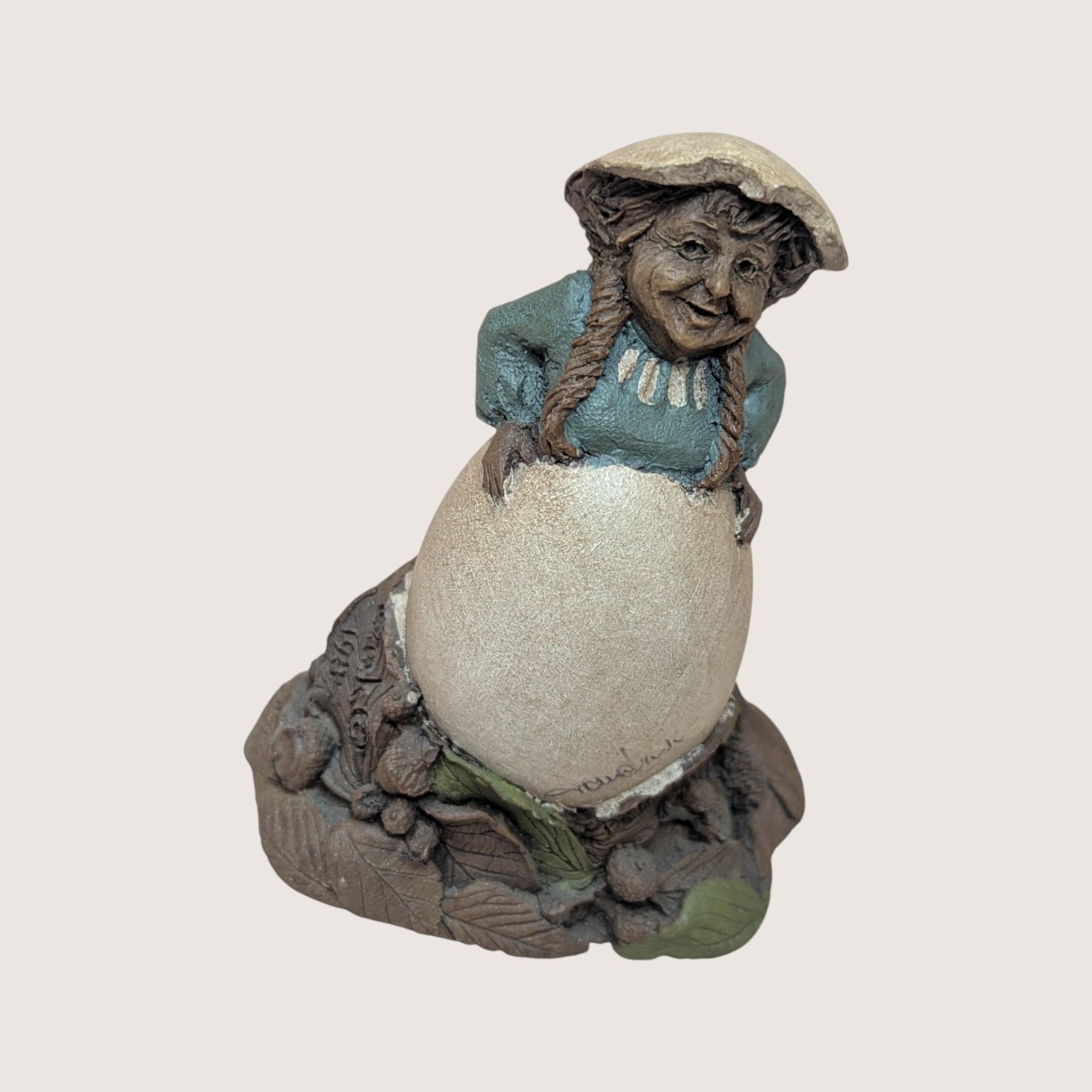 Signed 1985 Tom Clark "Debbie" Figurine: Gnome with Egg