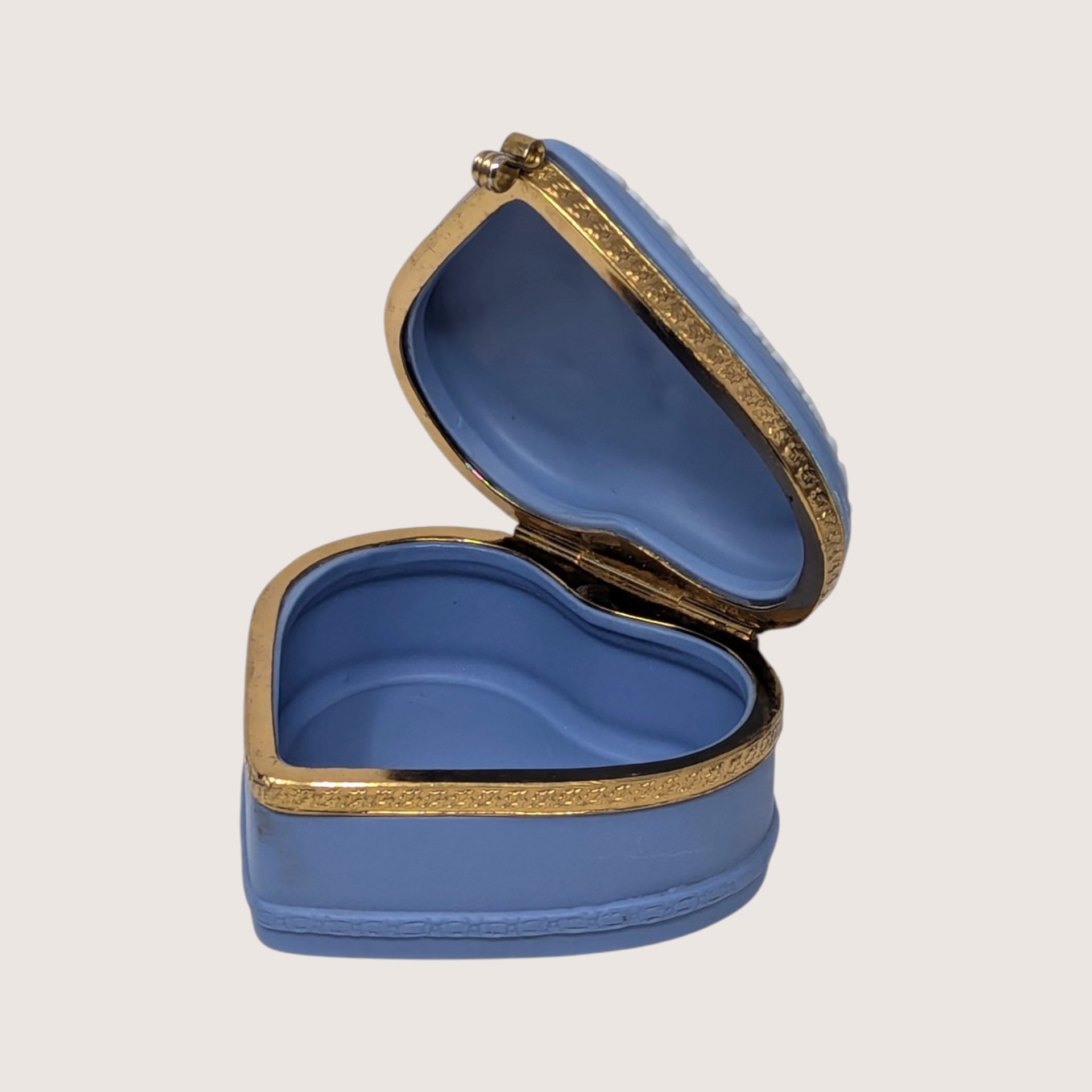 Vintage Blue Wedgwood Jasperware Heart Trinket Box