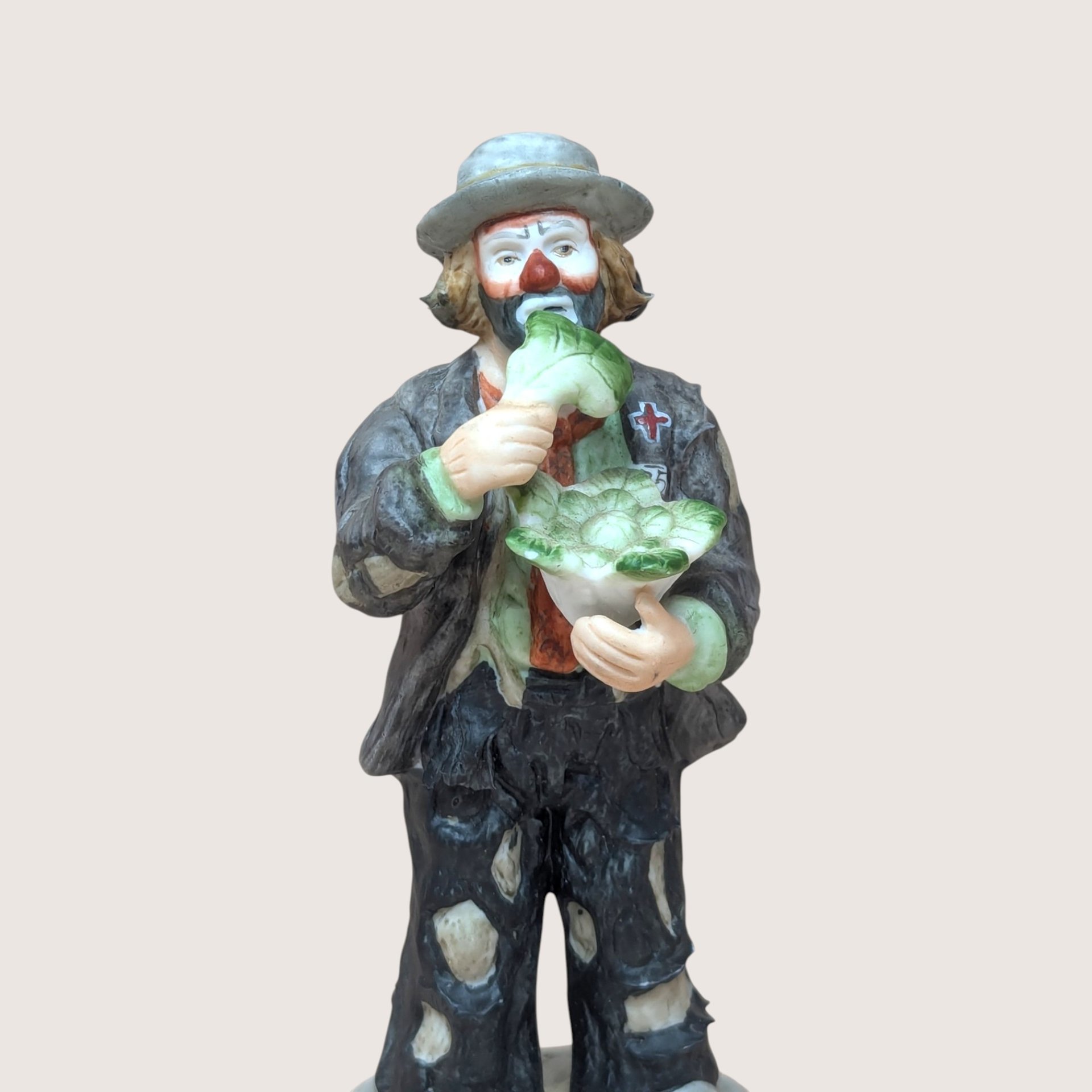 Vintage Flambro Emmett Kelly Jr Eating Lettuce Figurine