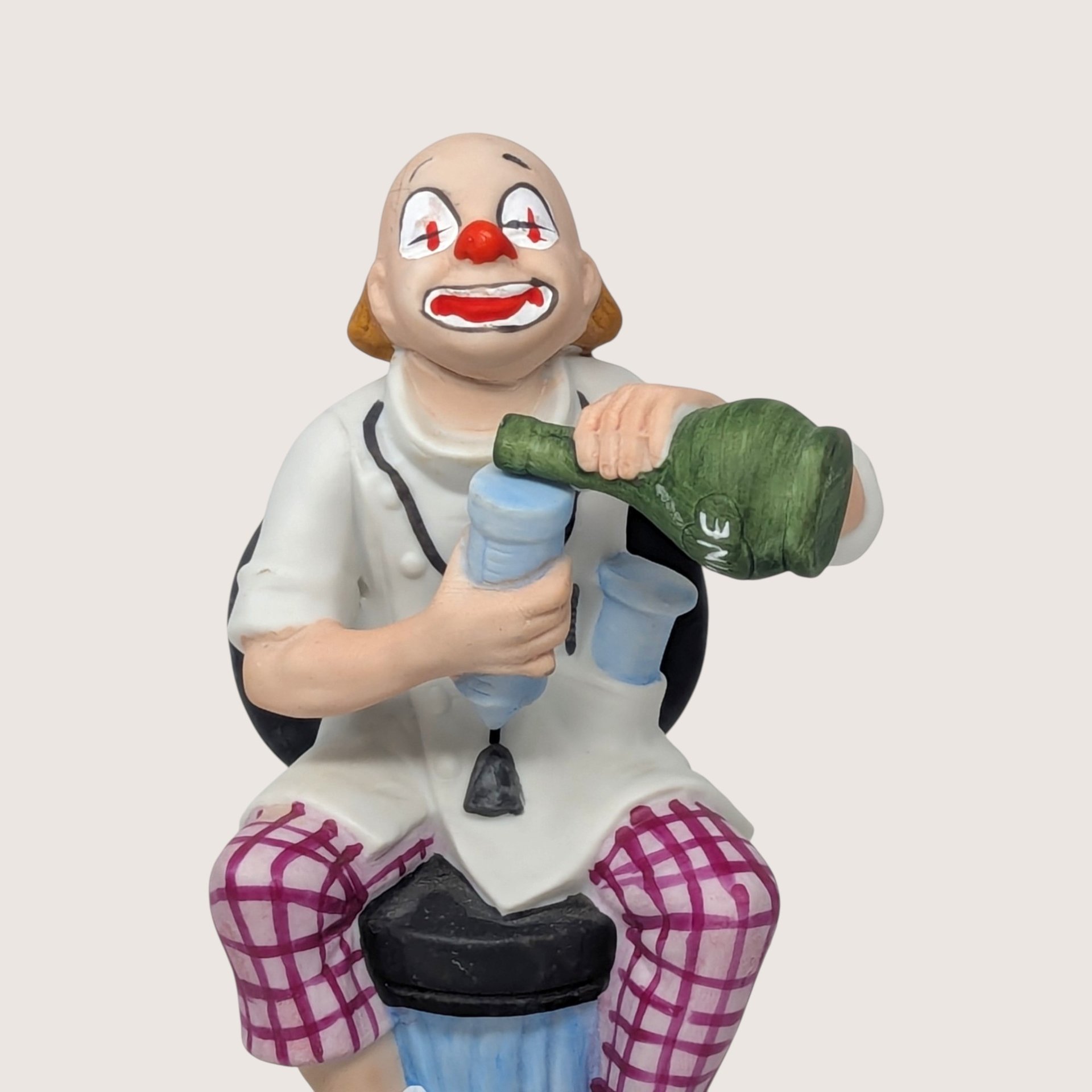 Vintage Toscany Ceramic Clown Pouring Wine Figurine