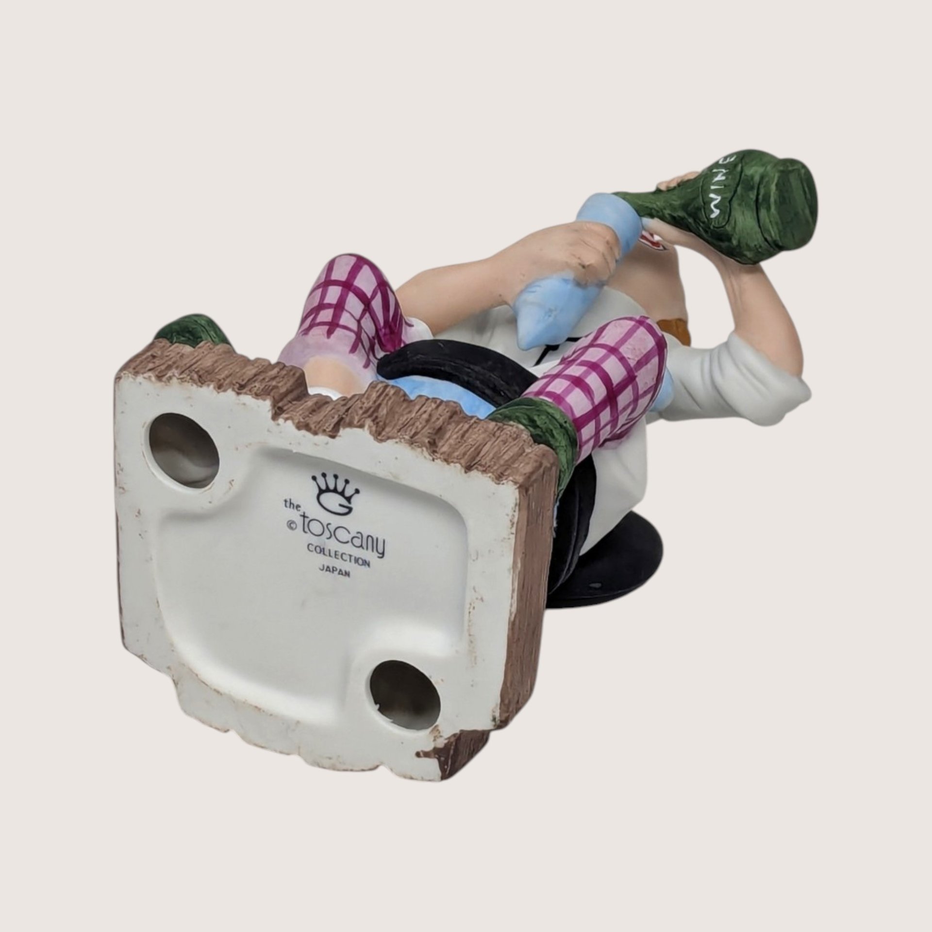 Vintage Toscany Ceramic Clown Pouring Wine Figurine