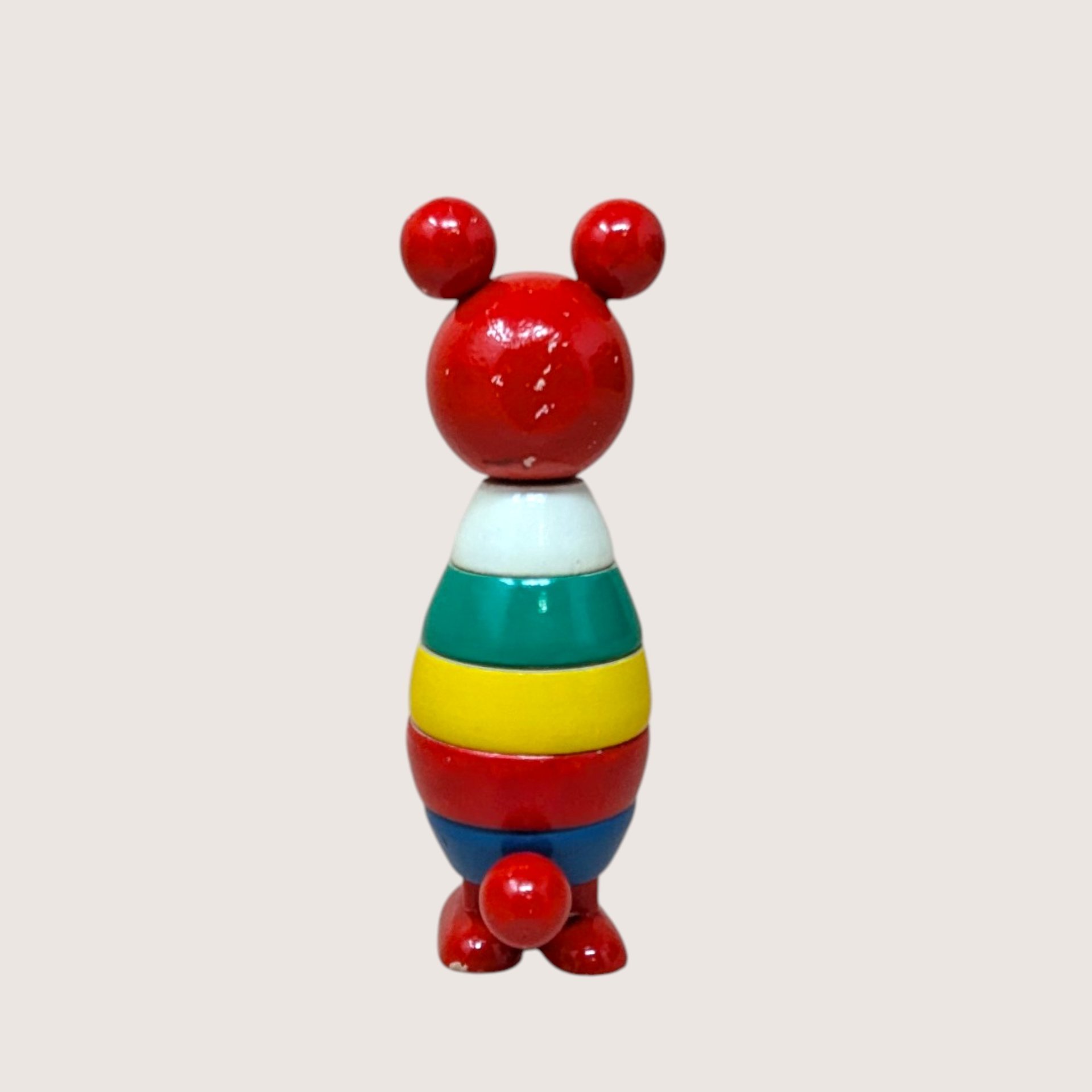 1960s DNH Holland Wooden Stacking Mouse Toy Figurine