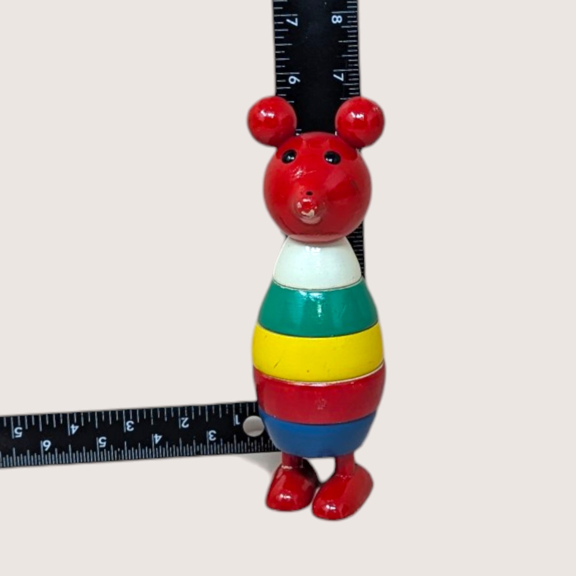 1960s DNH Holland Wooden Stacking Mouse Toy Figurine