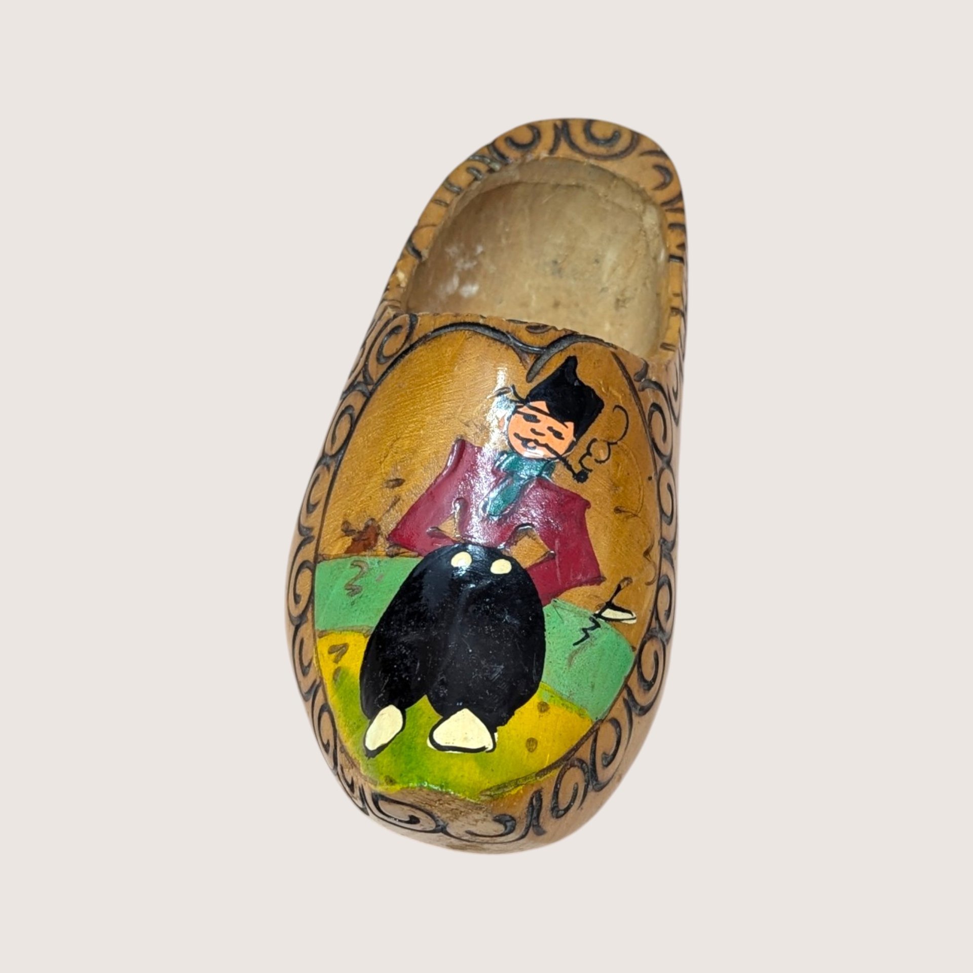 1970s Vintage Dutch Hand Painted Wooden Clog Wall Hanging Pair