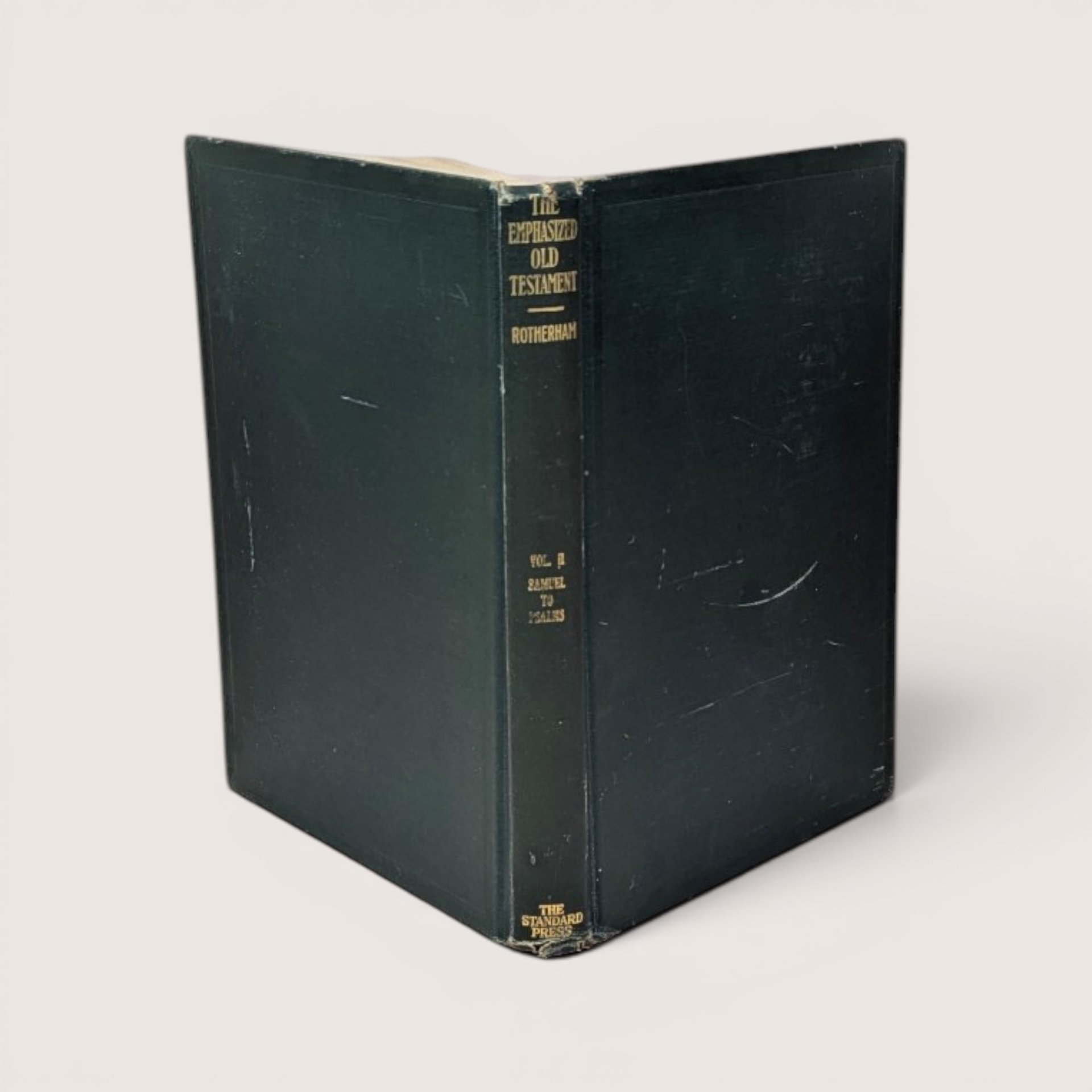 Antique green hardcover edition of The Emphasized Old Testament Volume 2 by Rotherham with gold spine lettering.