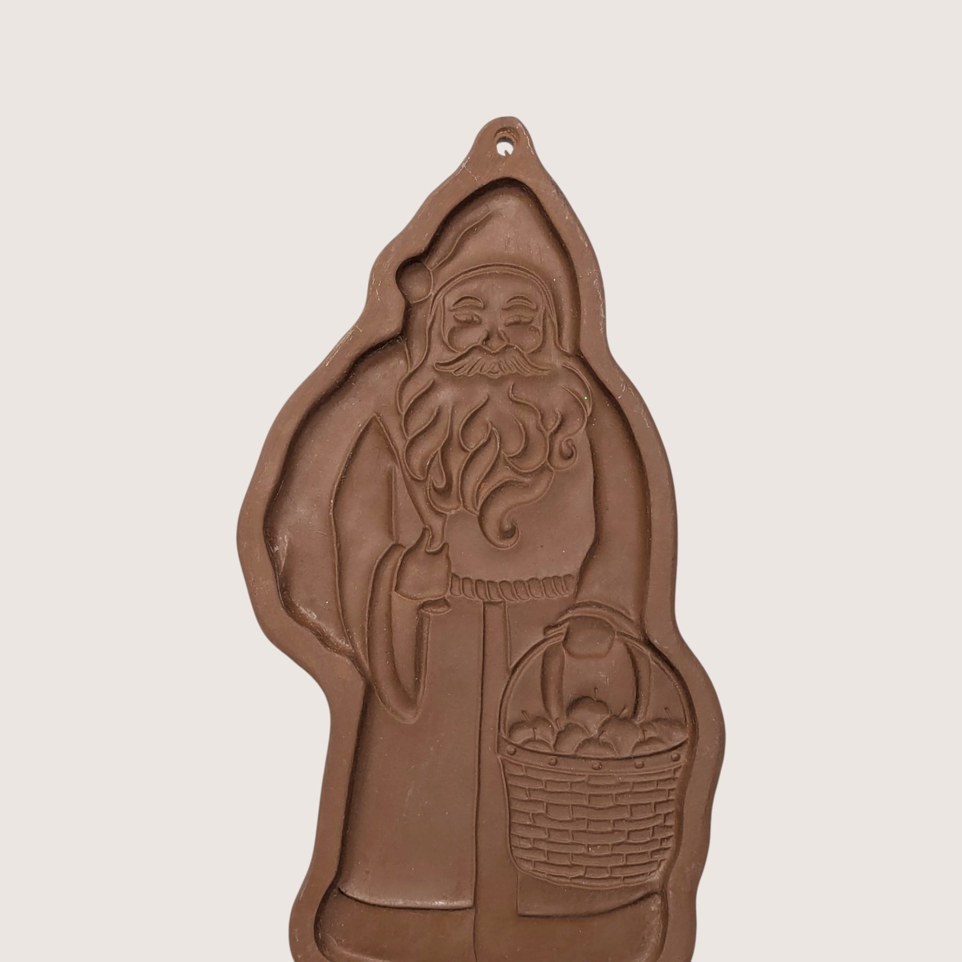 1990 Longaberger Pottery Father Christmas Terracotta Cookie Mold