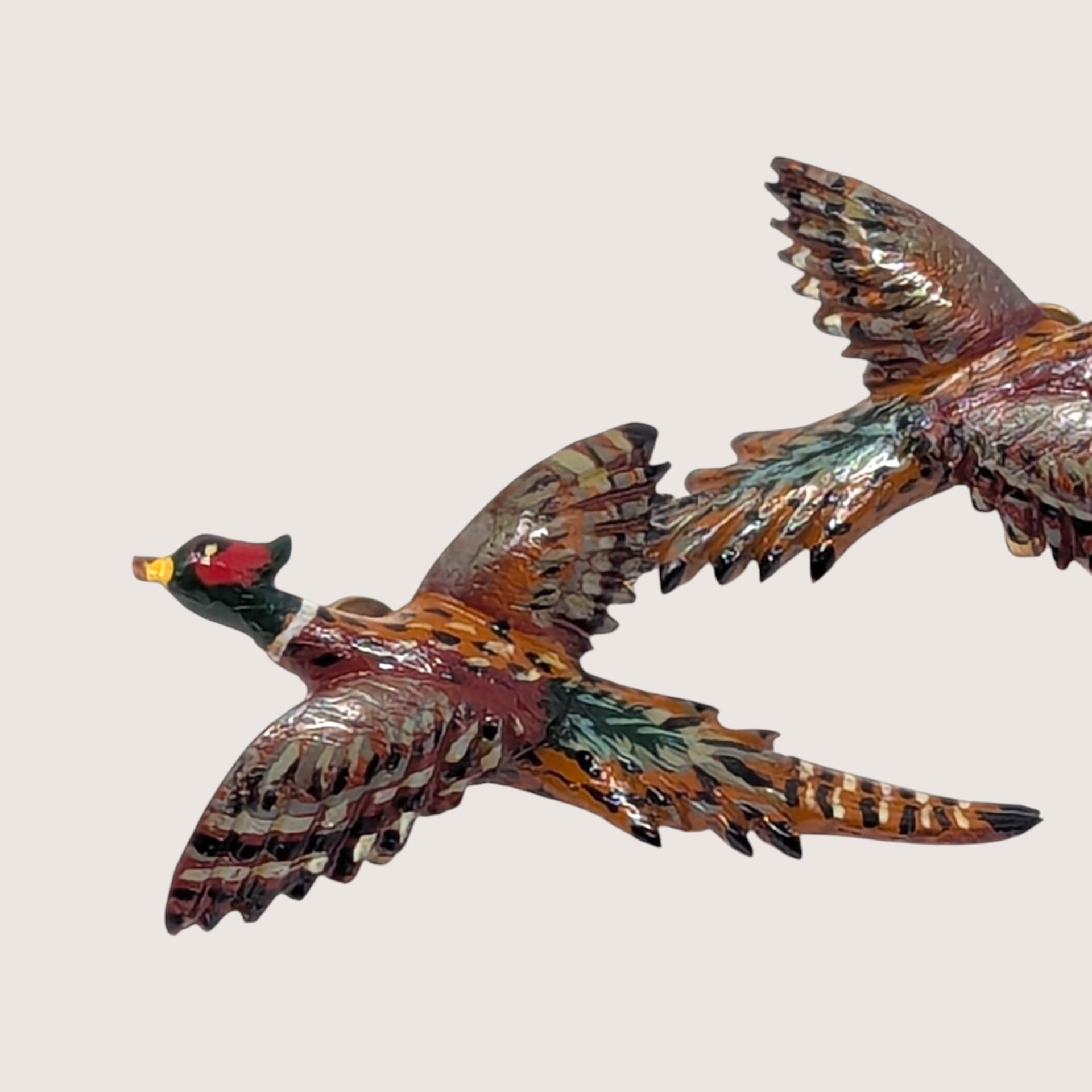 1950s Carved Wooden Pheasant Bird Screw Back Earrings