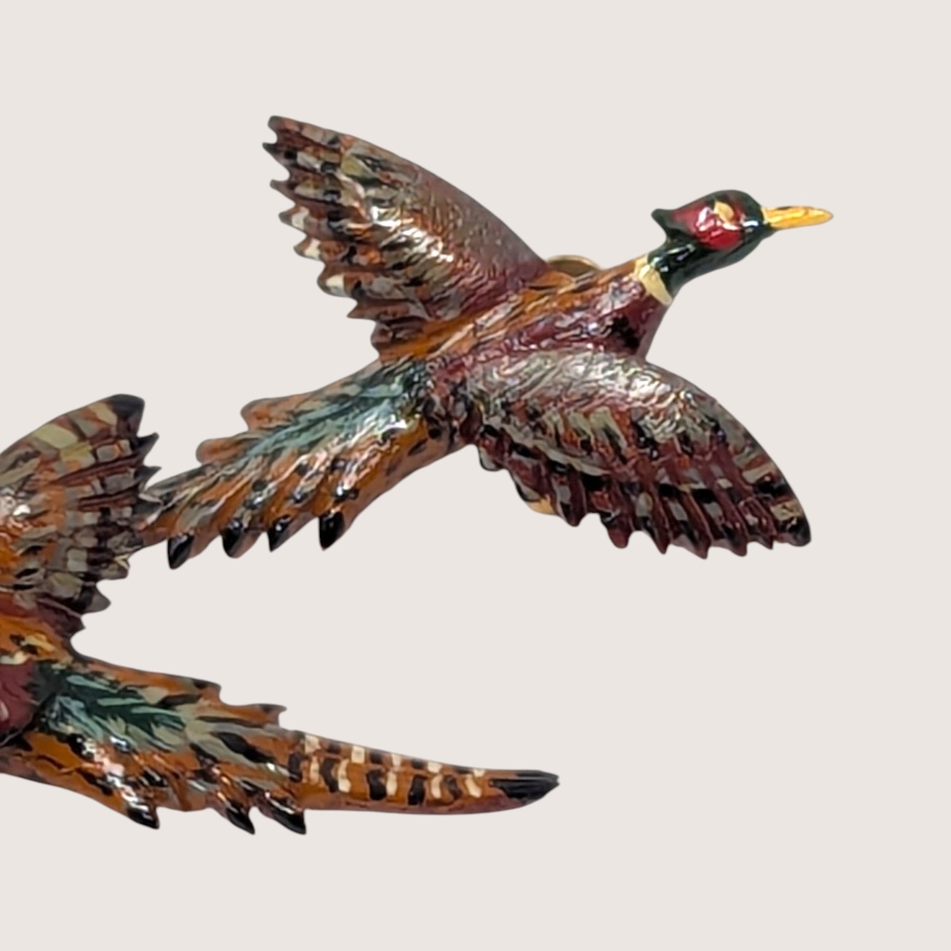 1950s Carved Wooden Pheasant Bird Screw Back Earrings