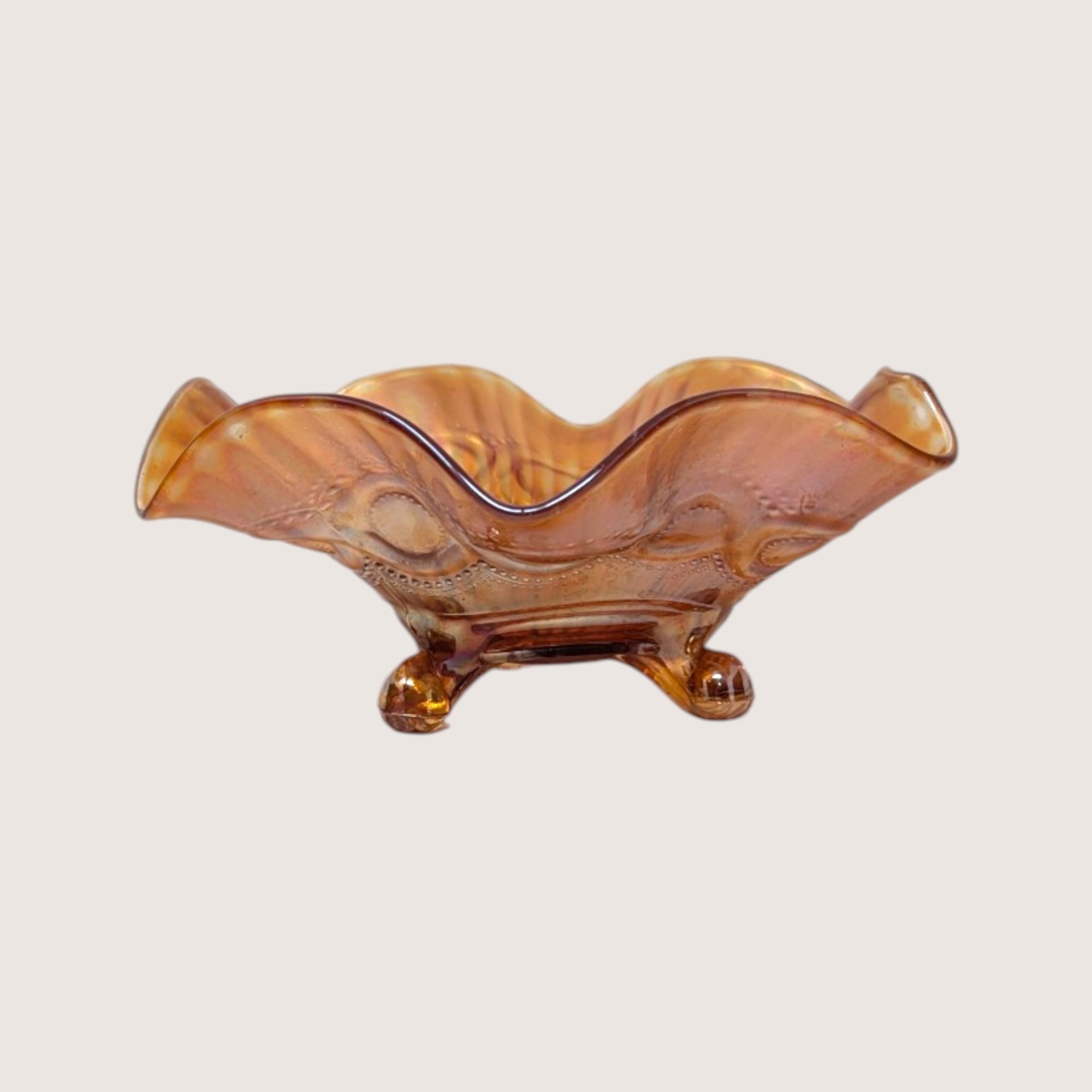 Antique Northwood Marigold Carnival Glass Ruffled Bowl