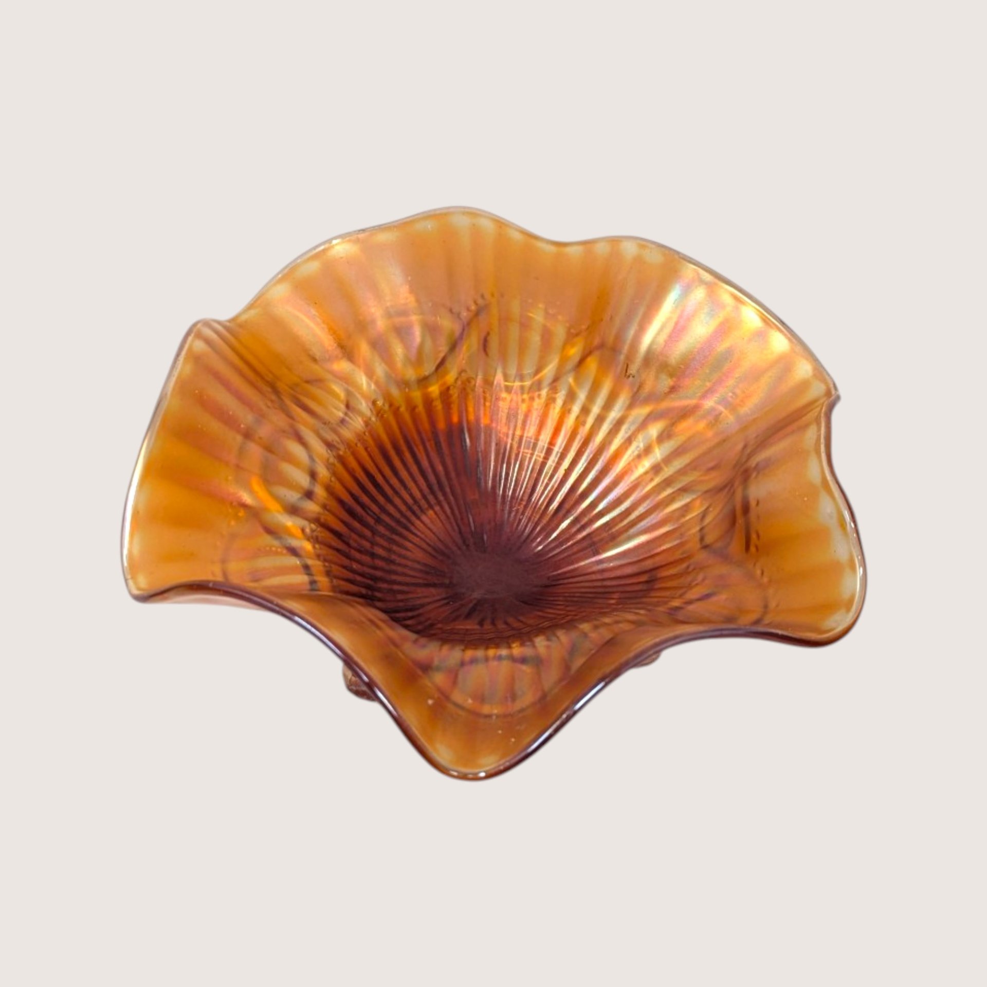 Antique Northwood Marigold Carnival Glass Ruffled Bowl