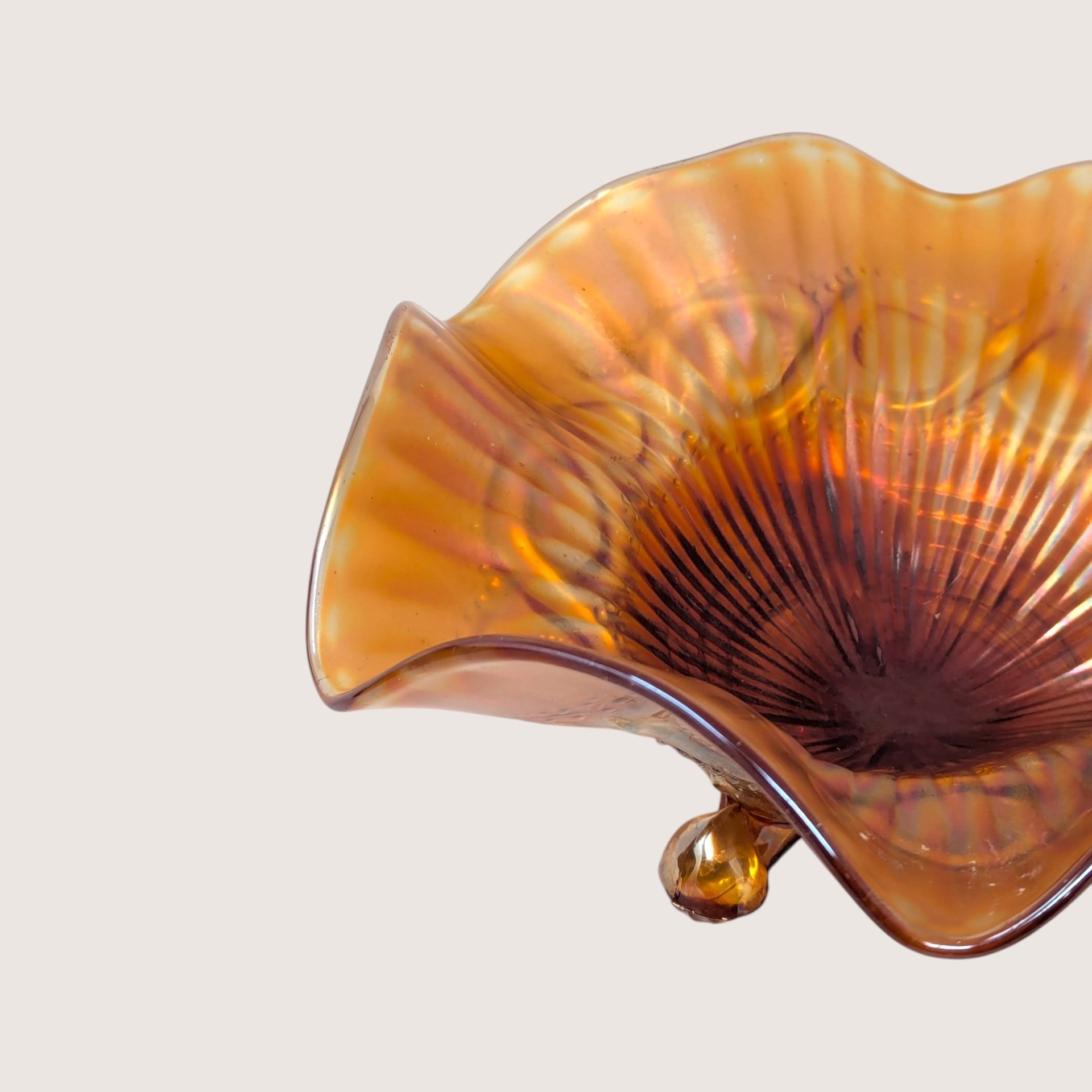 Antique Northwood Marigold Carnival Glass Ruffled Bowl
