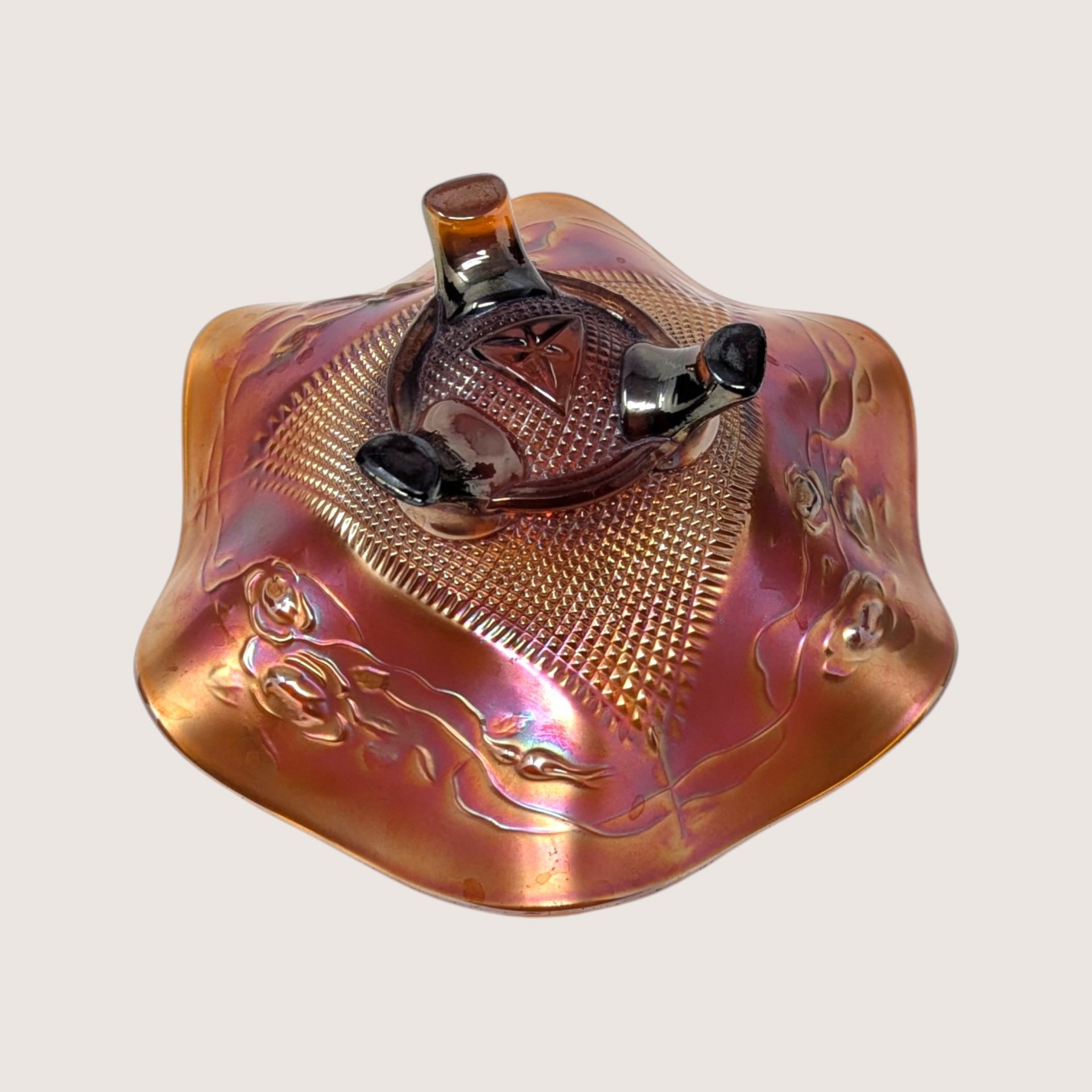 Antique Northwood Marigold Fine Cut Roses Carnival Glass Bowl