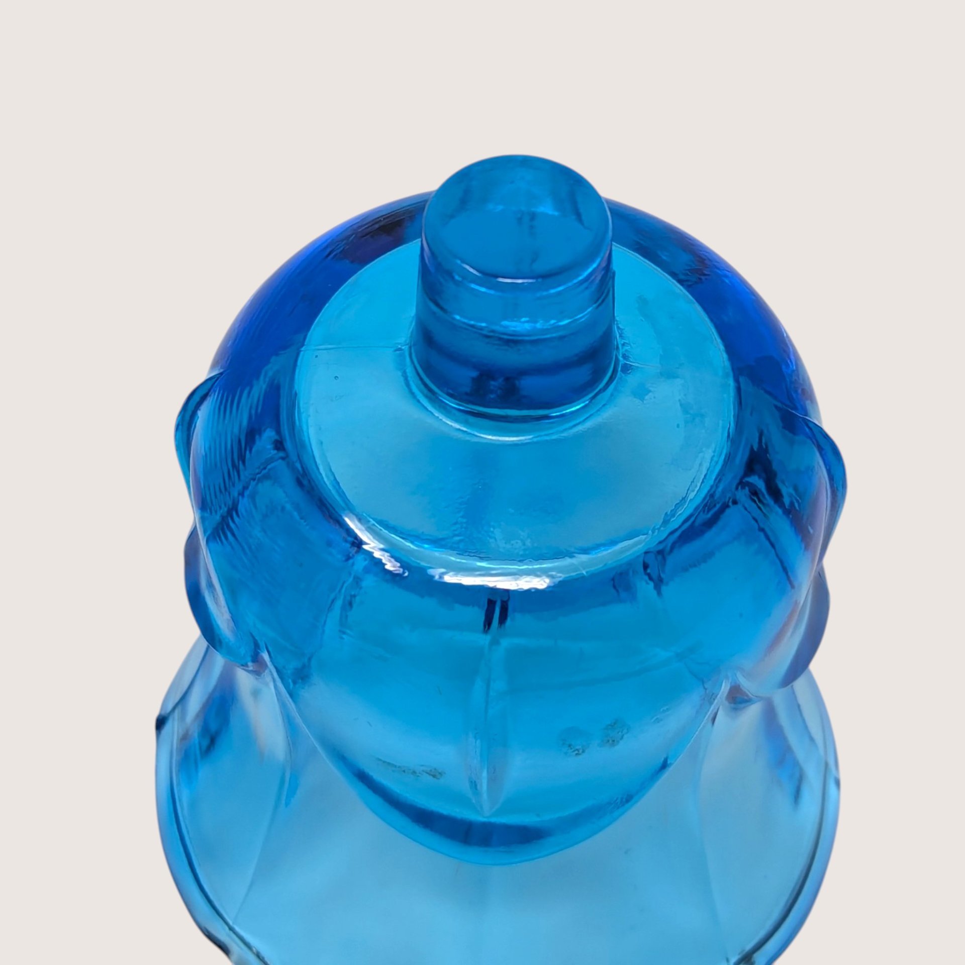 1970s Homco Blue Glass Tulip Peg Votive Candle Holder Pair