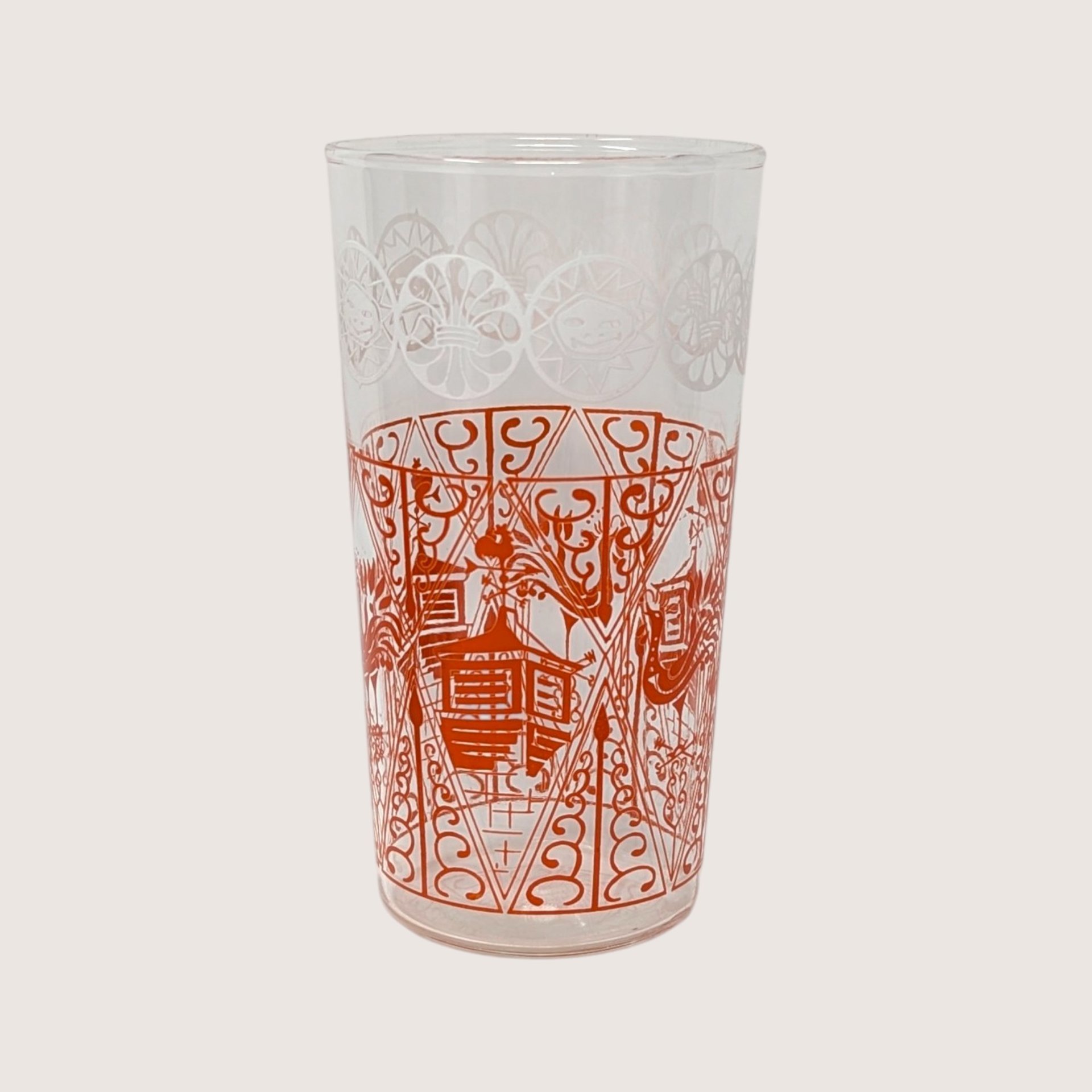 1960s Glass Rooster Weathervane Tumbler Pair