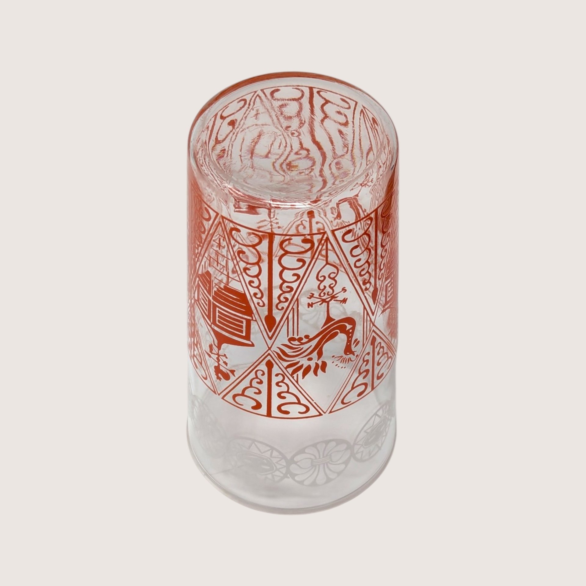 1960s Glass Rooster Weathervane Tumbler Pair