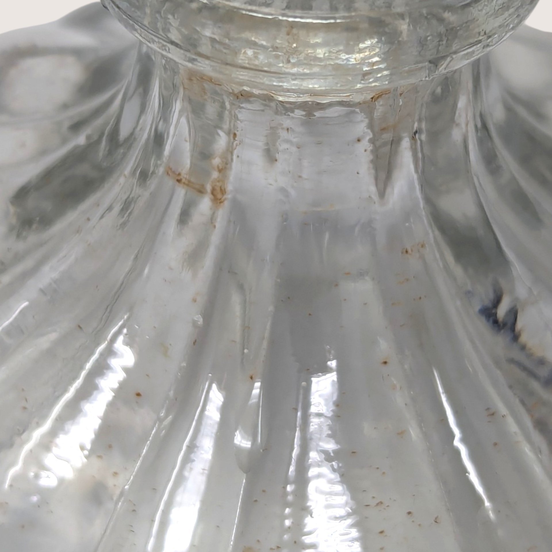 1960s Clear Glass Melon Perfume Bottle Beaded Fan Stopper