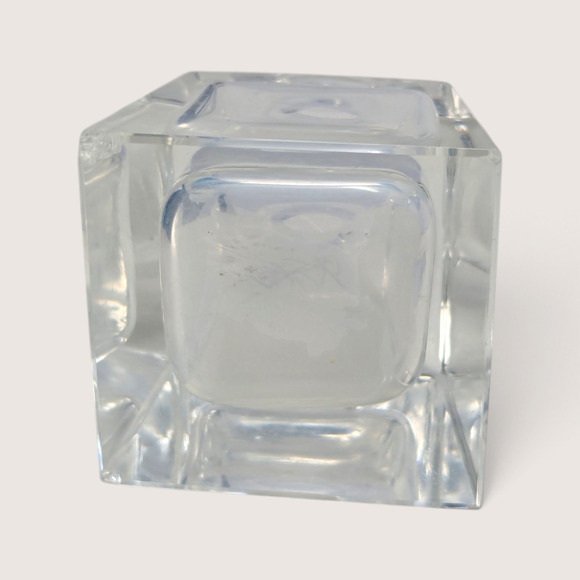 Vintage Clear Glass Geometric Perfume Bottle Faceted Stopper 