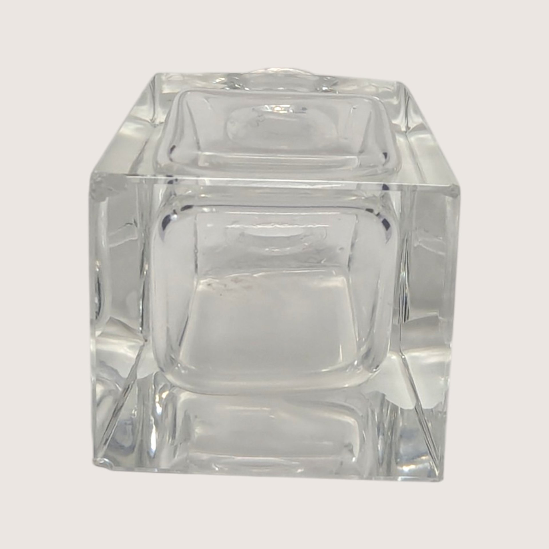 Vintage Clear Glass Geometric Perfume Bottle Faceted Stopper 