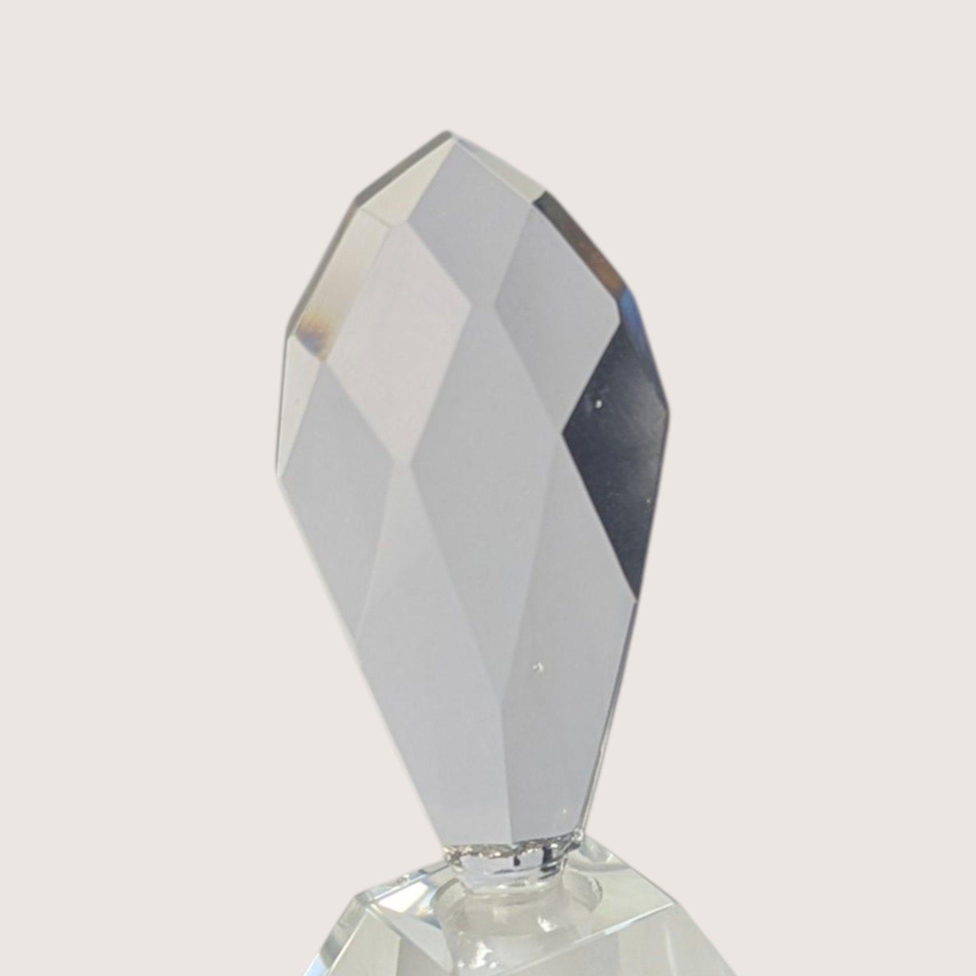 Vintage Hand Cut Crystal Perfume Bottle Japan Faceted Diamond Stopper