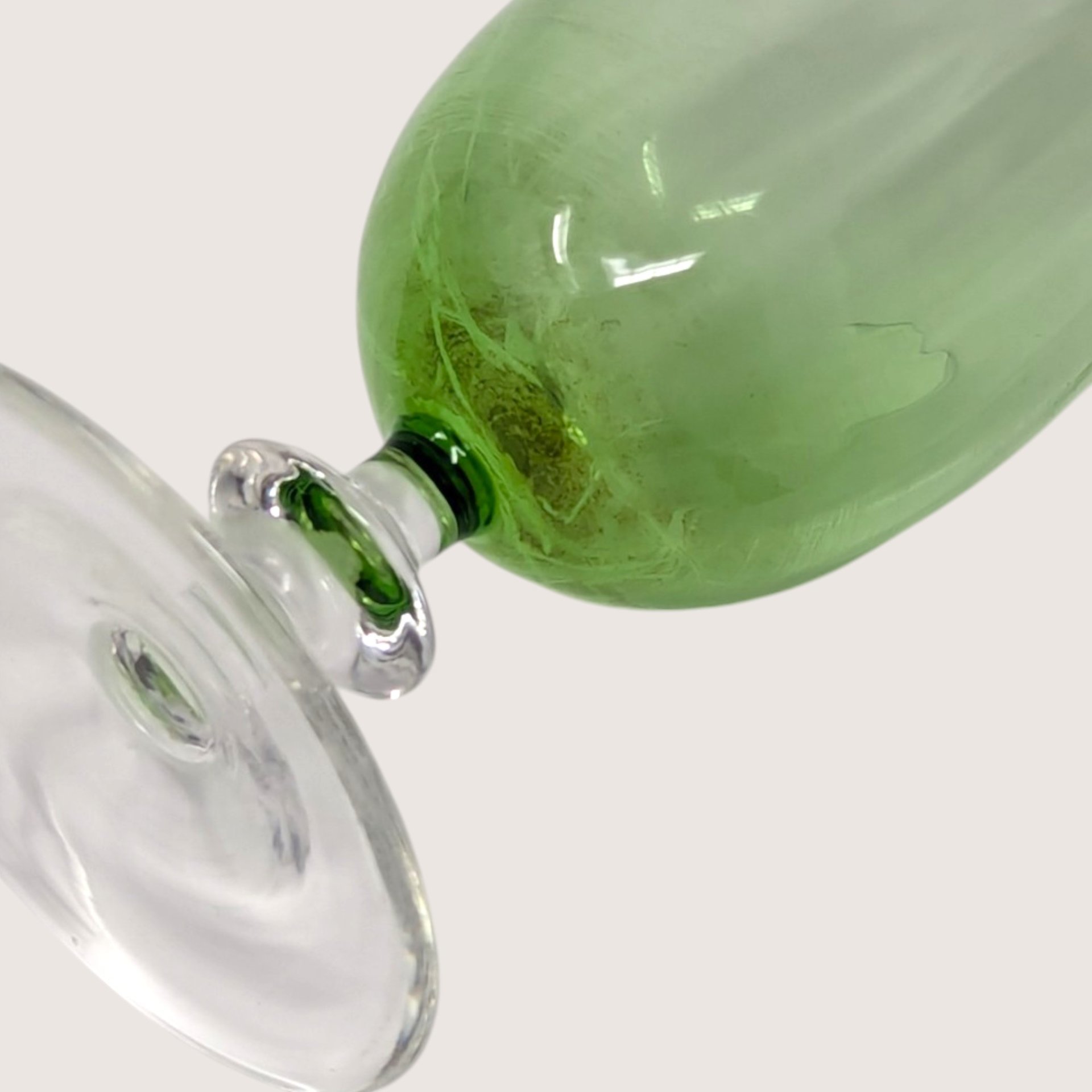 1960s Green Optic Swirl Glass Stemmed Bud Vase