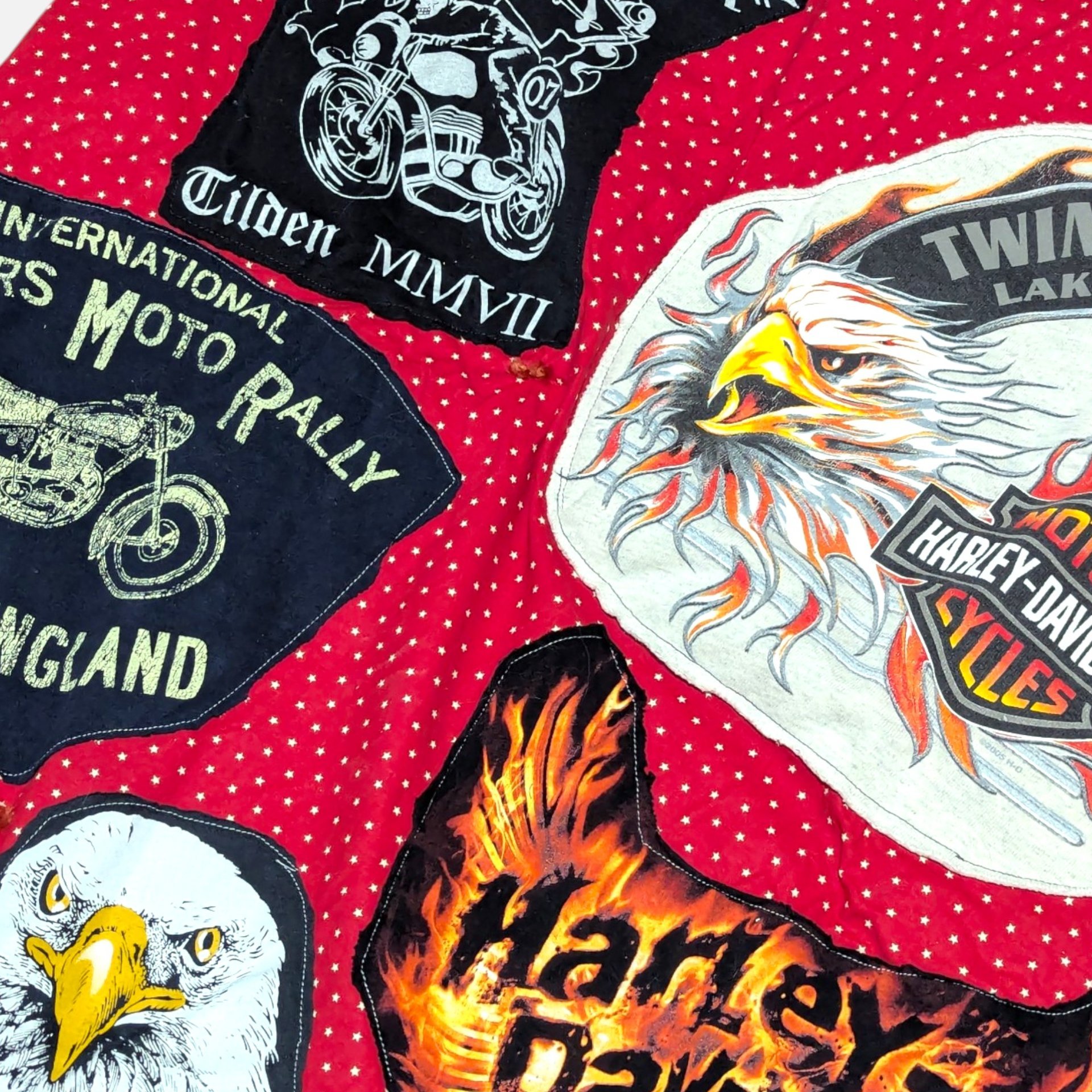 Vintage Handmade Harley Davidson Graphic Tee Throw