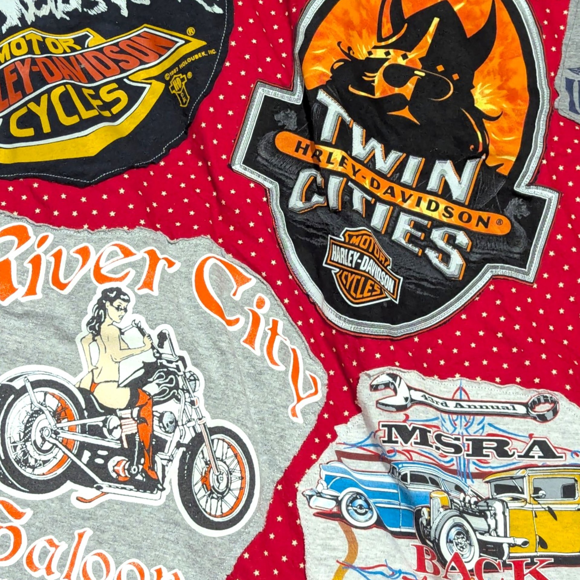 Vintage Handmade Harley Davidson Graphic Tee Throw