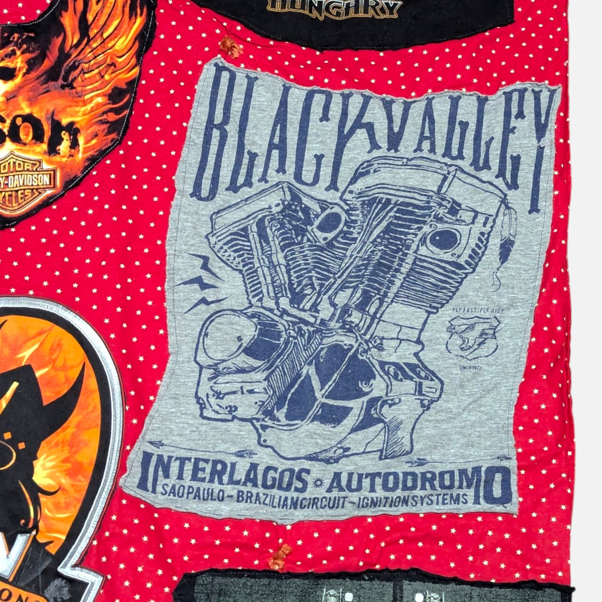 Vintage Handmade Harley Davidson Graphic Tee Throw