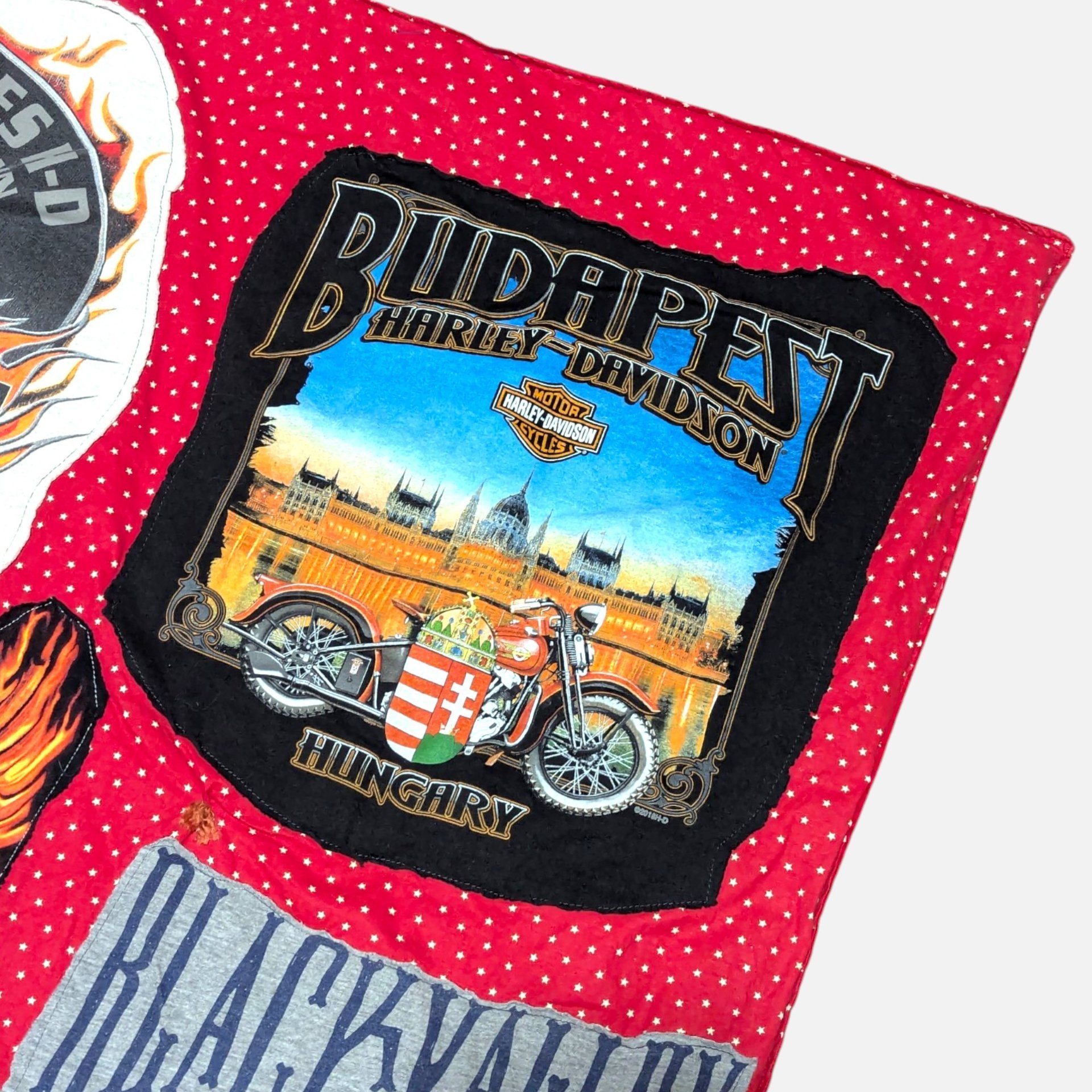 Vintage Handmade Harley Davidson Graphic Tee Throw