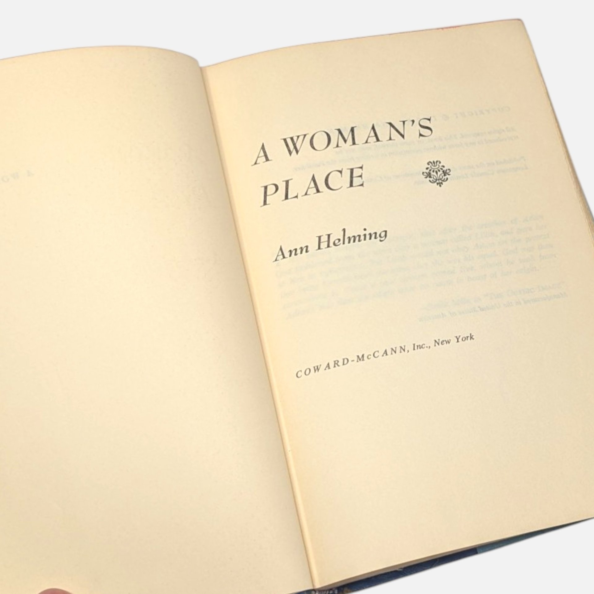 Vintage 1962 A Woman's Place By Ann Helming Hardcover Book
