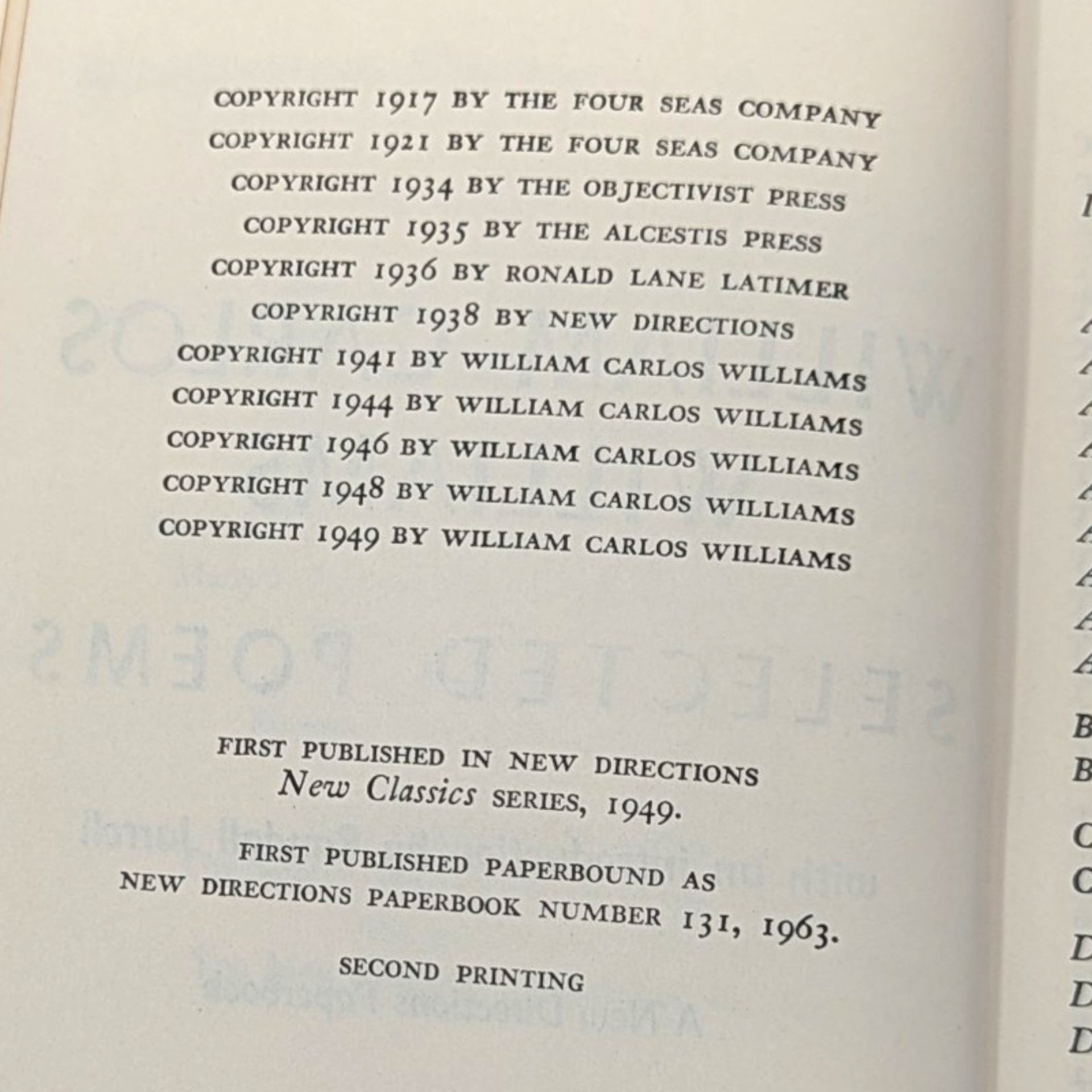 Vintage 1963 William Carlos Williams Selected Poems Paperback Book