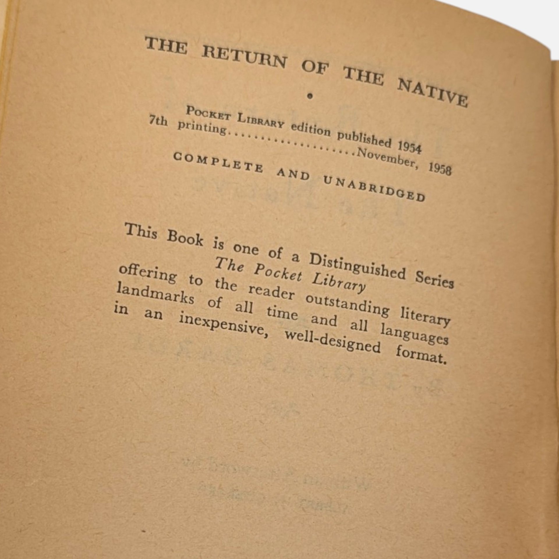 Vintage 1954 Pocket Library The Return Of The Native By Thomas Hardy