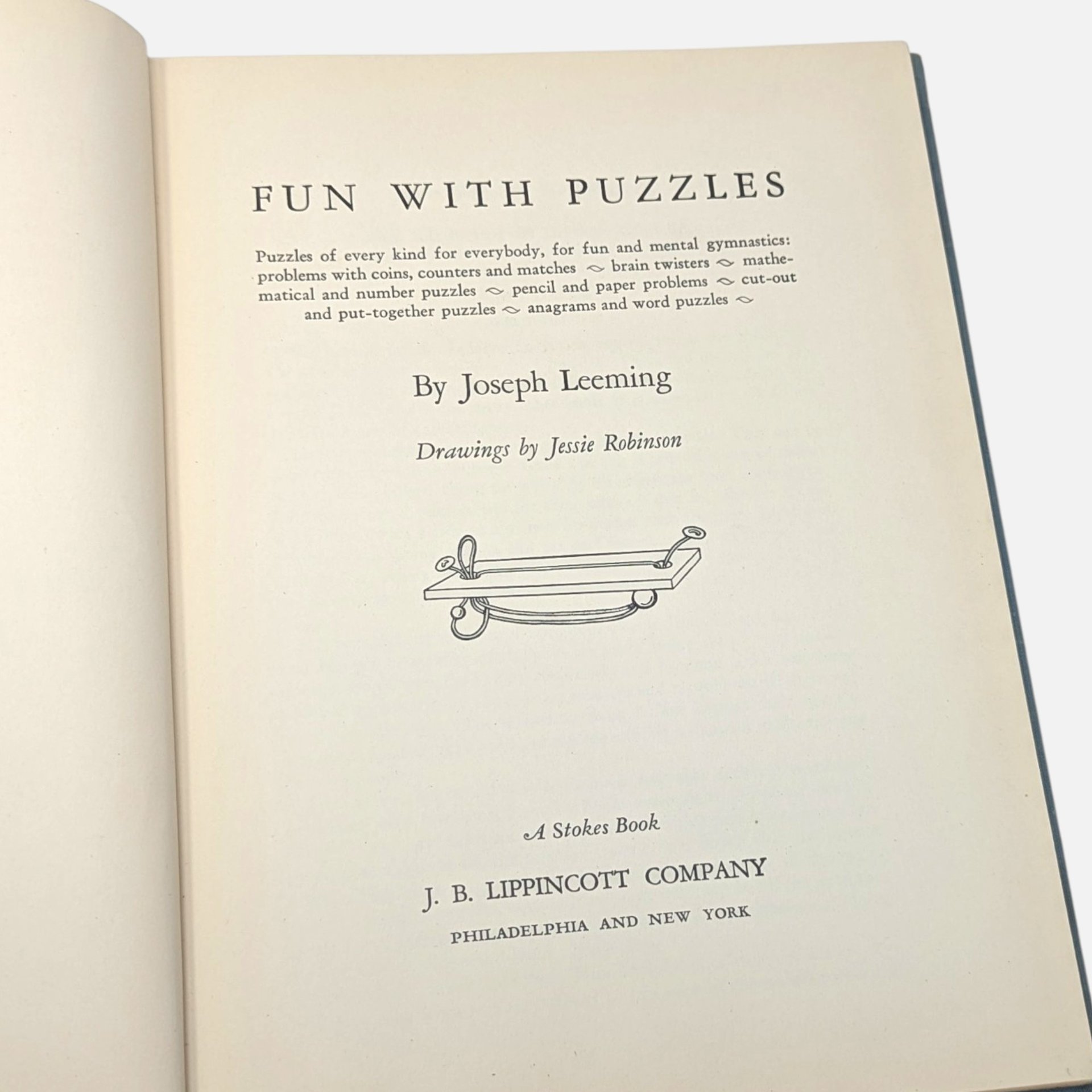 Vintage 1946 Fun With Puzzles First Edition by Joseph Leeming Hardcover Book