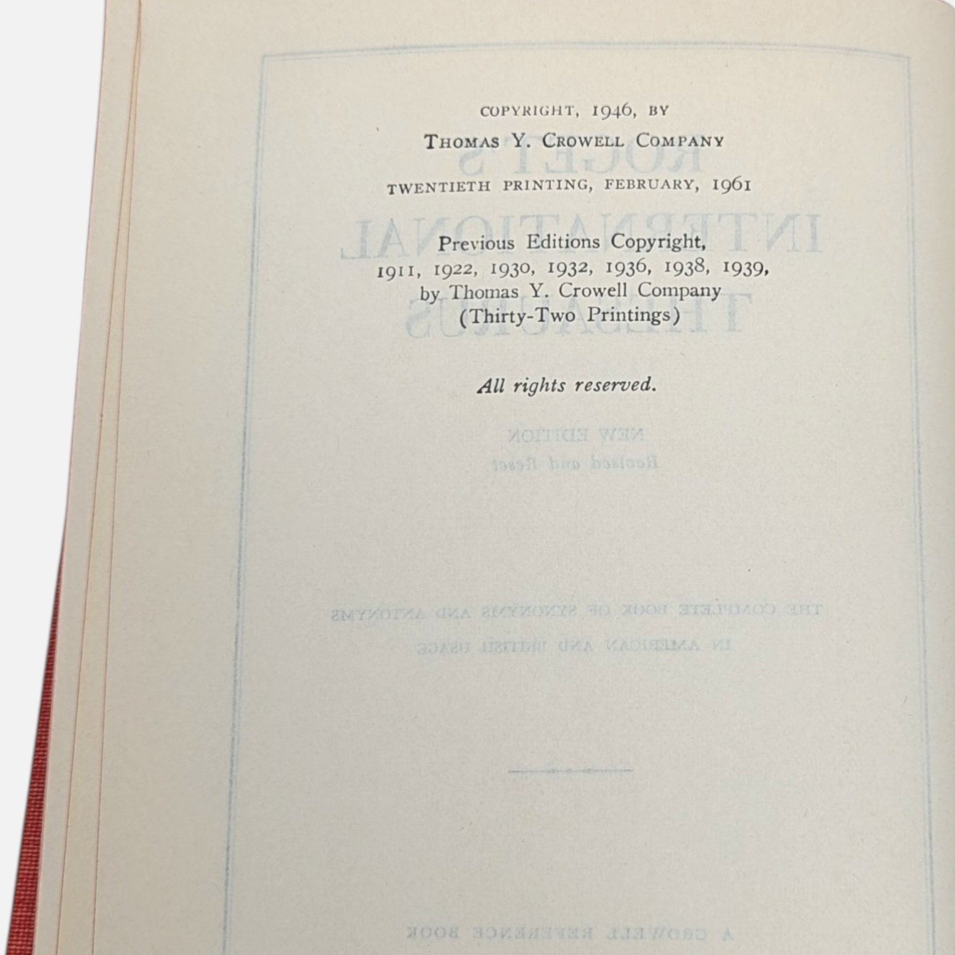 Vintage 1946 Roget's International Thesaurus By Peter Mark Roget Hardcover Book