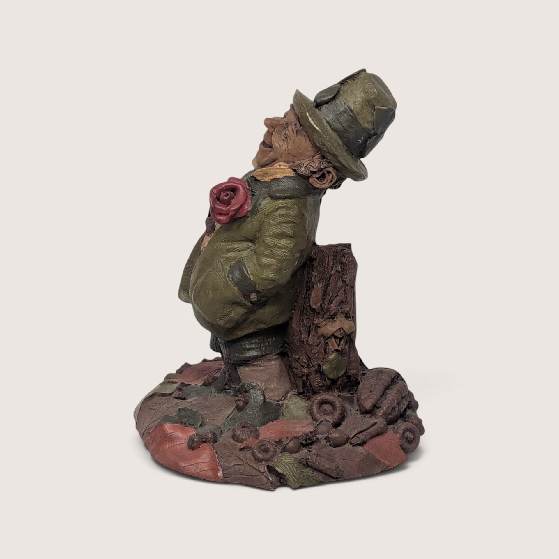 Vintage Tom Clark Cairn Studios Gnome Signed Figurine with Rose