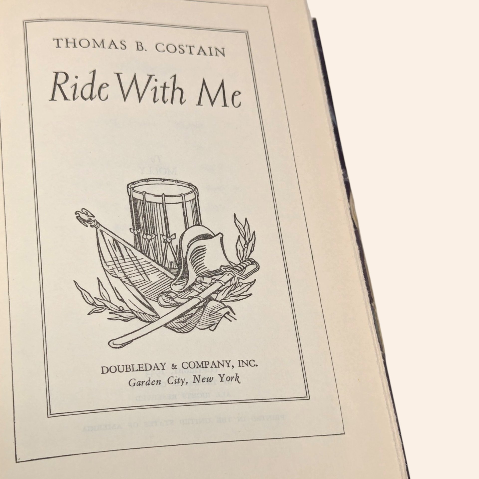 1944 Ride With Me by Thomas B Costain Hardcover Book