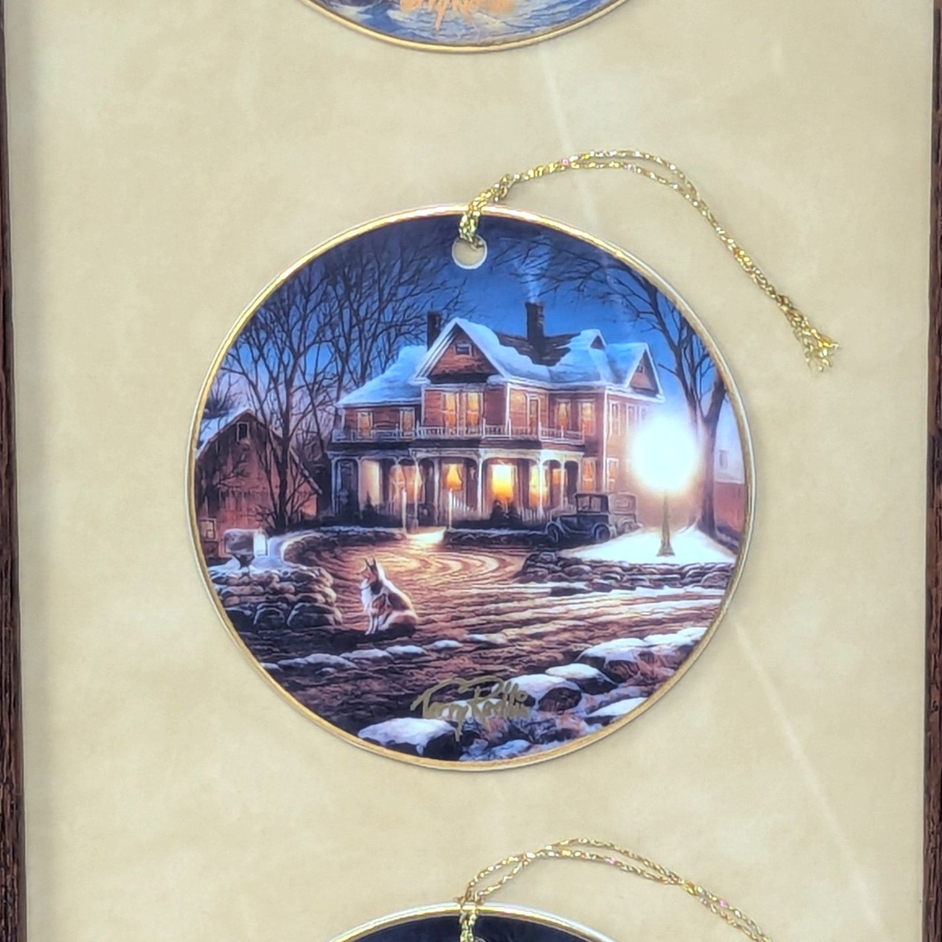 Vintage Terry Redlin Framed Holiday Ornament Trio Wall Art