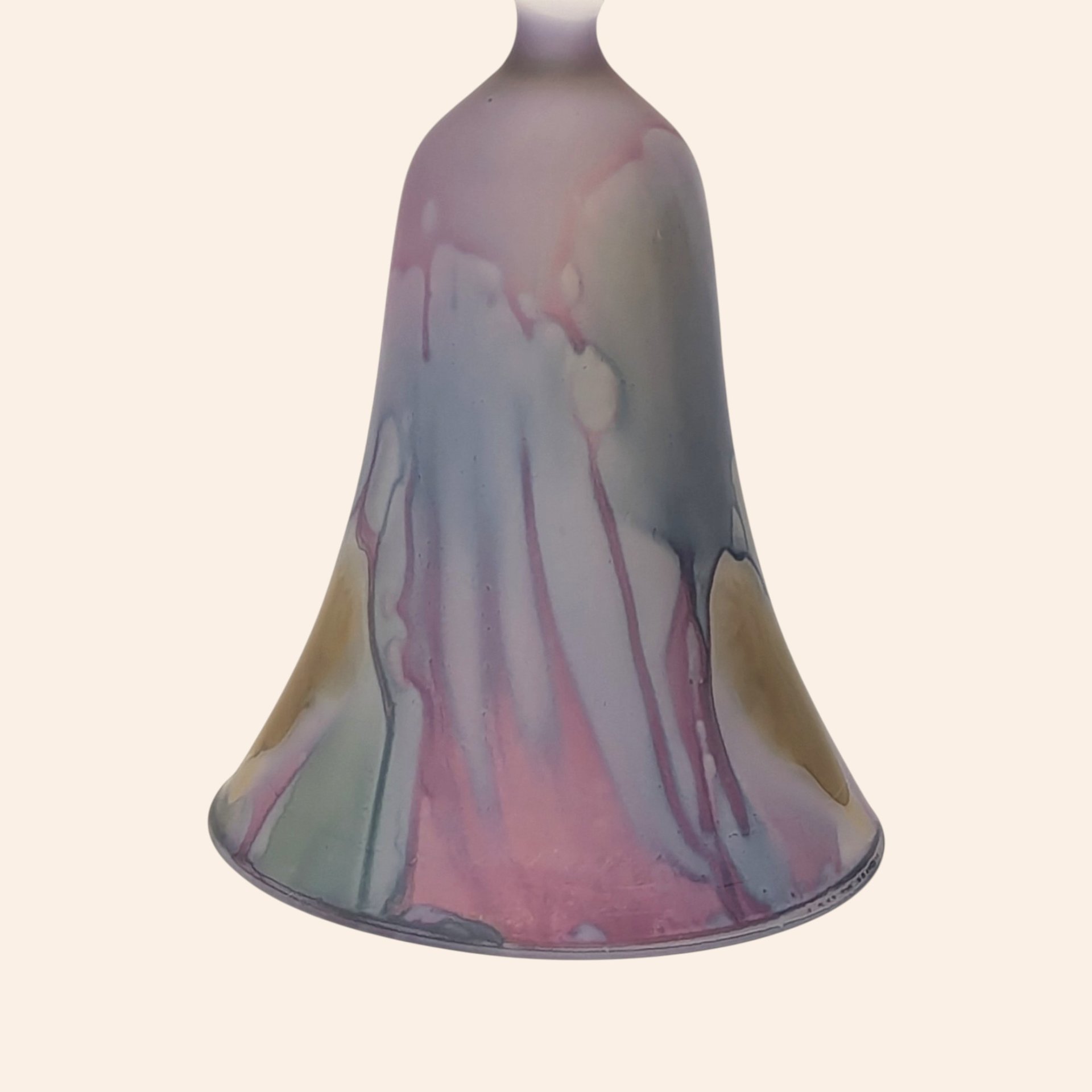 Vintage Rueven Art Glass Bell Hand Painted Nouveau Style