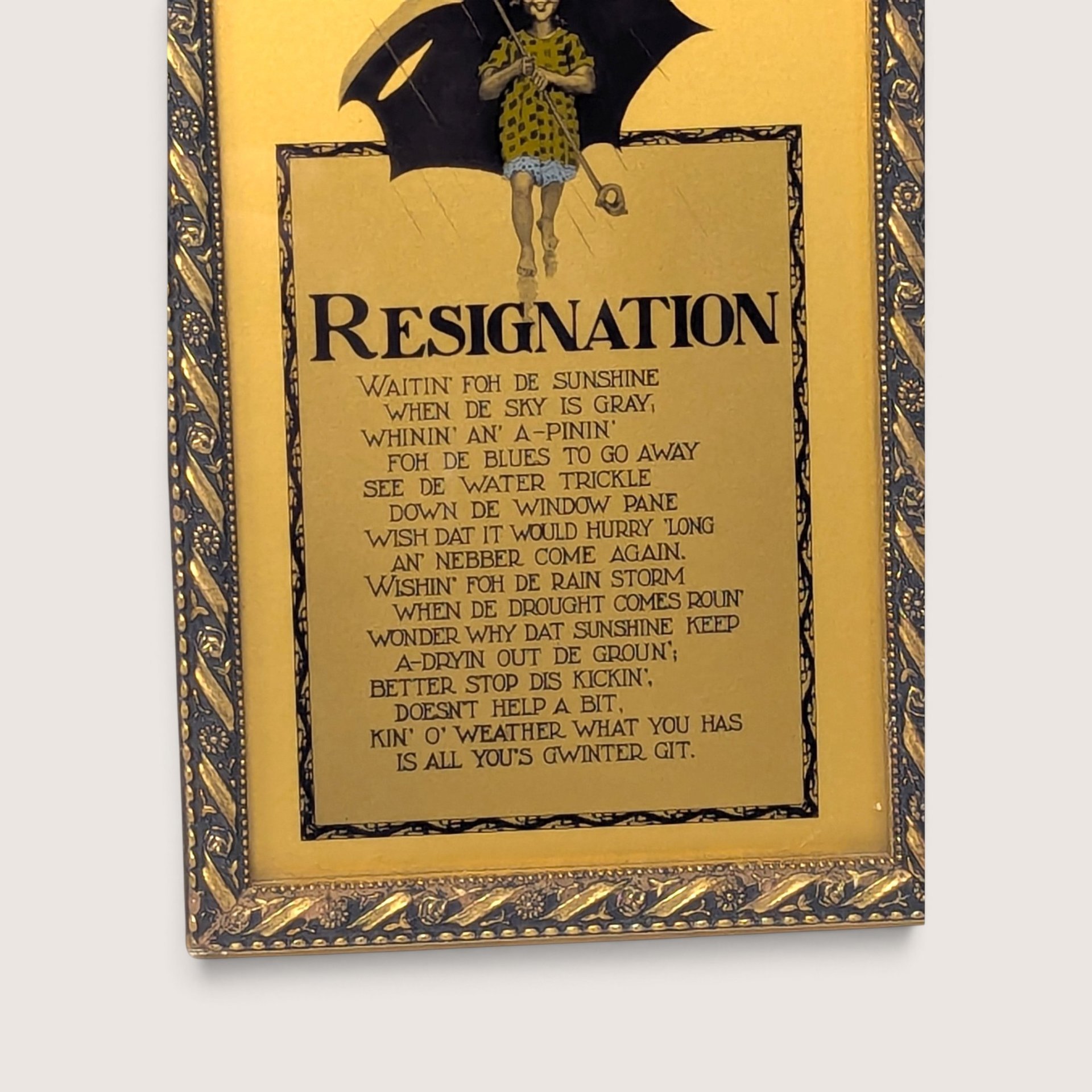 Vintage Resignation Poem Framed Folk Art Print