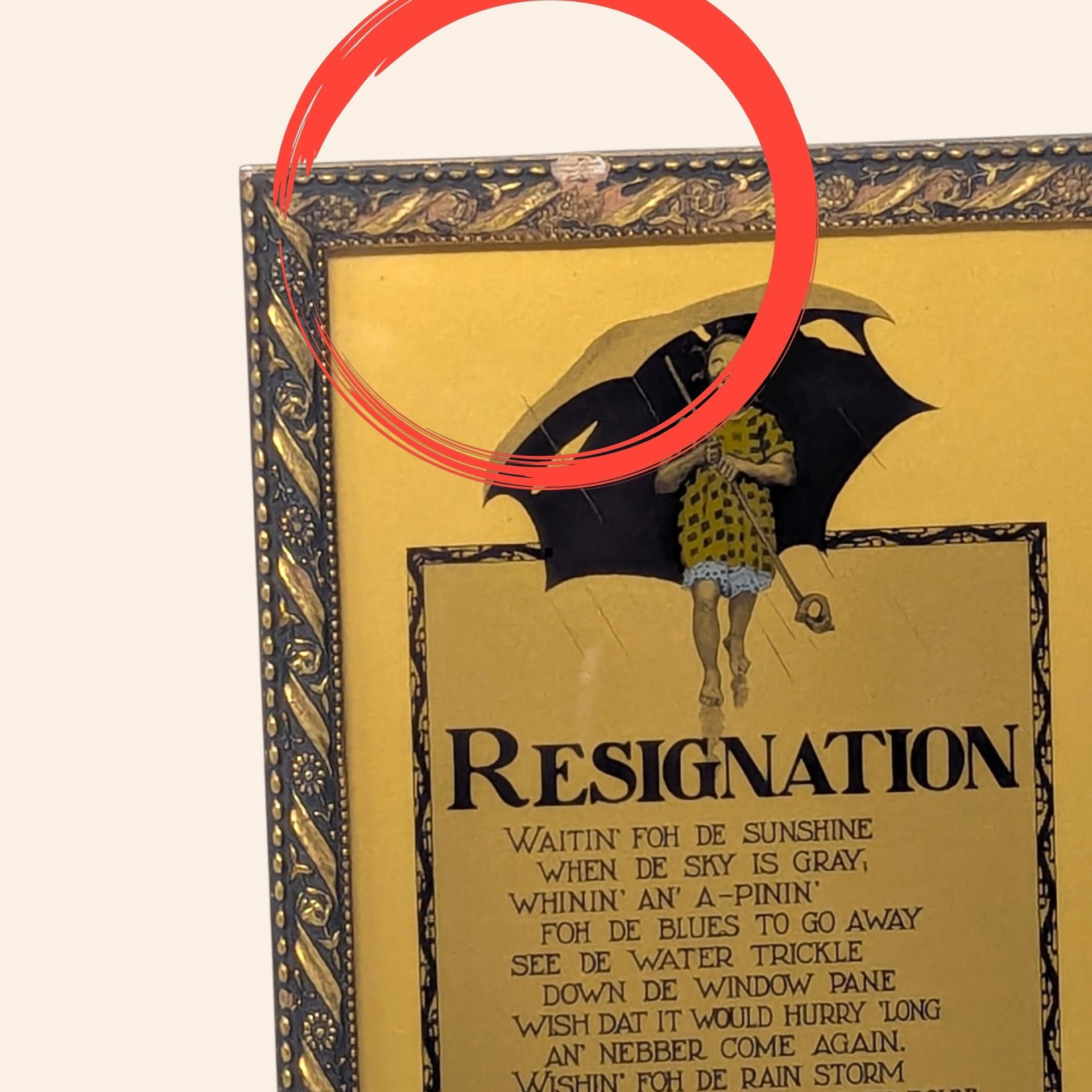 Vintage Resignation Poem Gold Tone Framed Wall Art