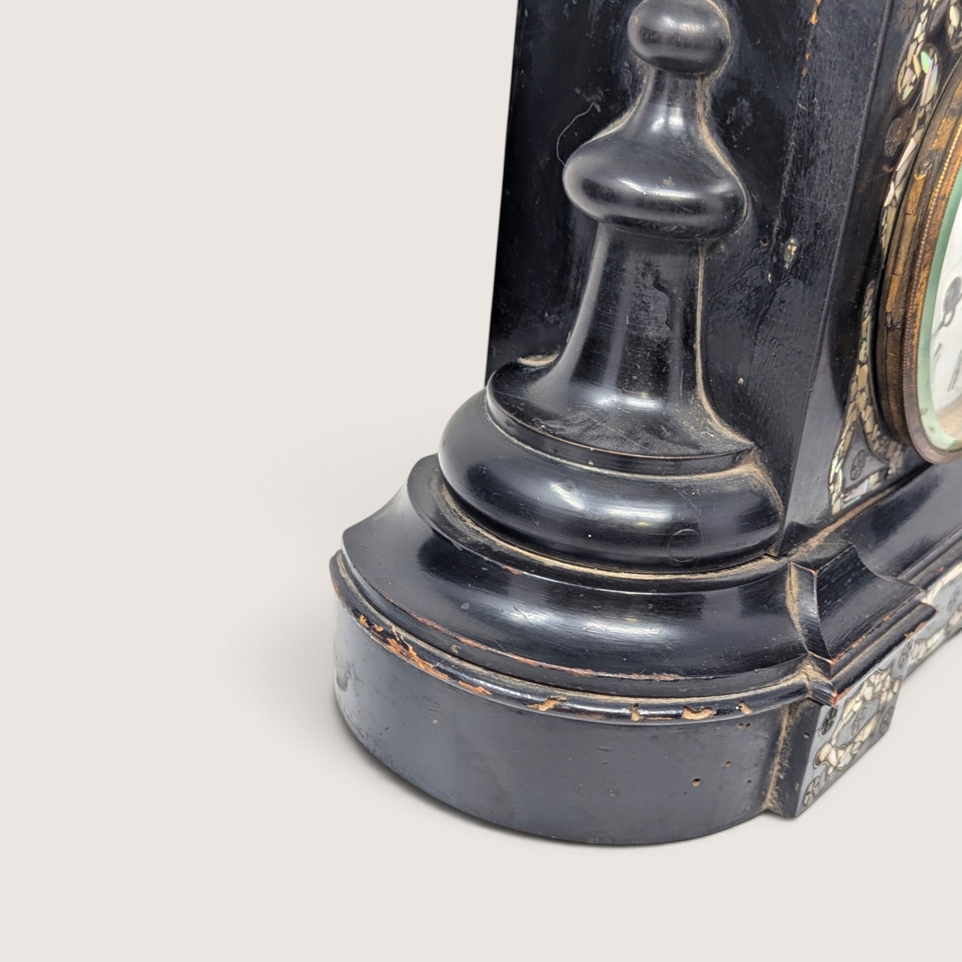 1880s Japy Freres Mother of Pearl Mantel Clock