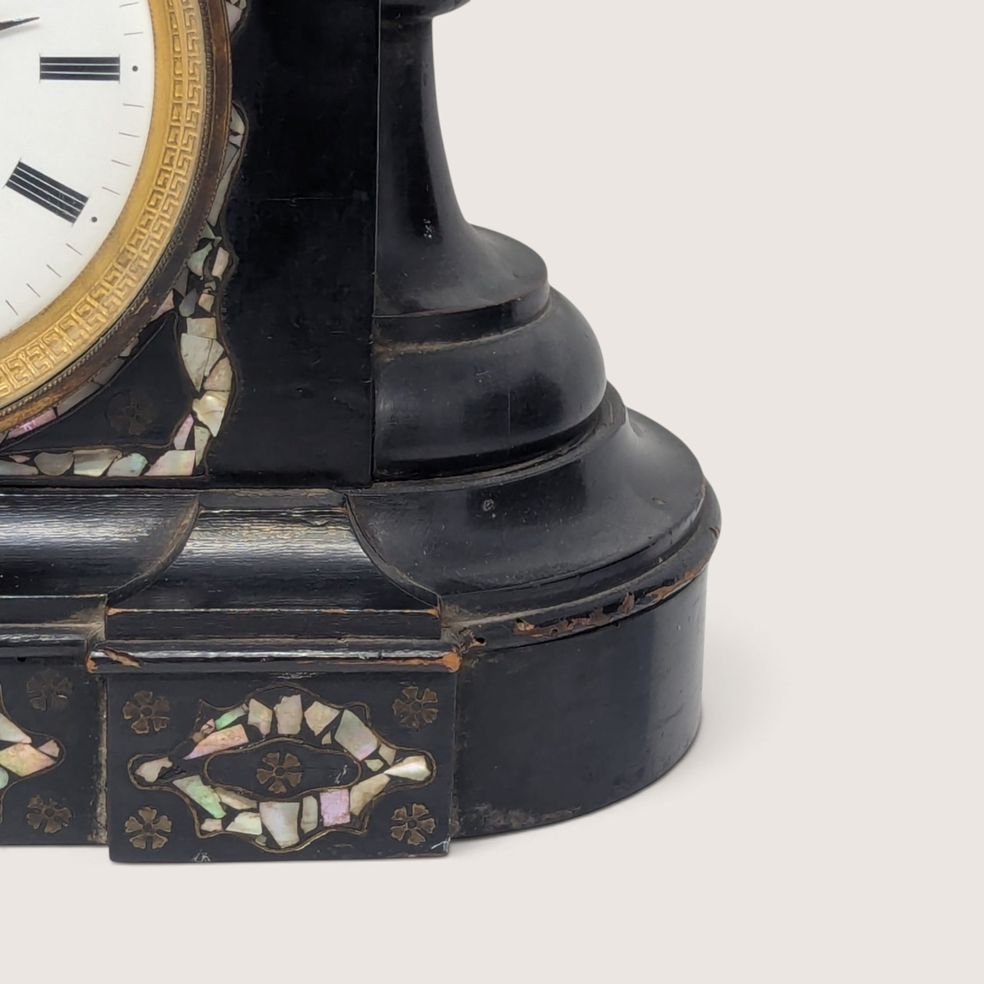 1880s Japy Freres Mother of Pearl Mantel Clock
