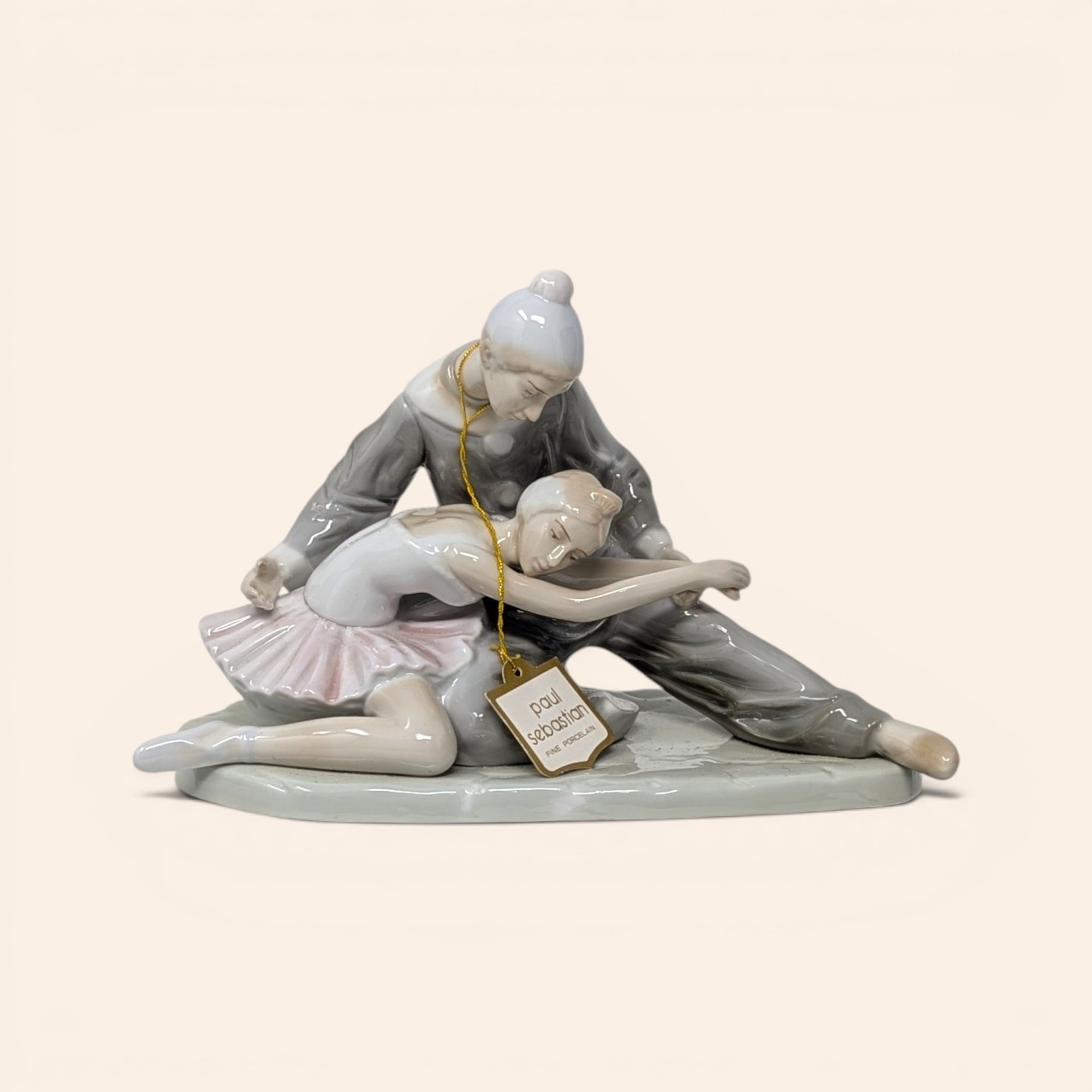 Vintage Paul Sebastian porcelain ballet figurine featuring a dancer in a graceful pose.