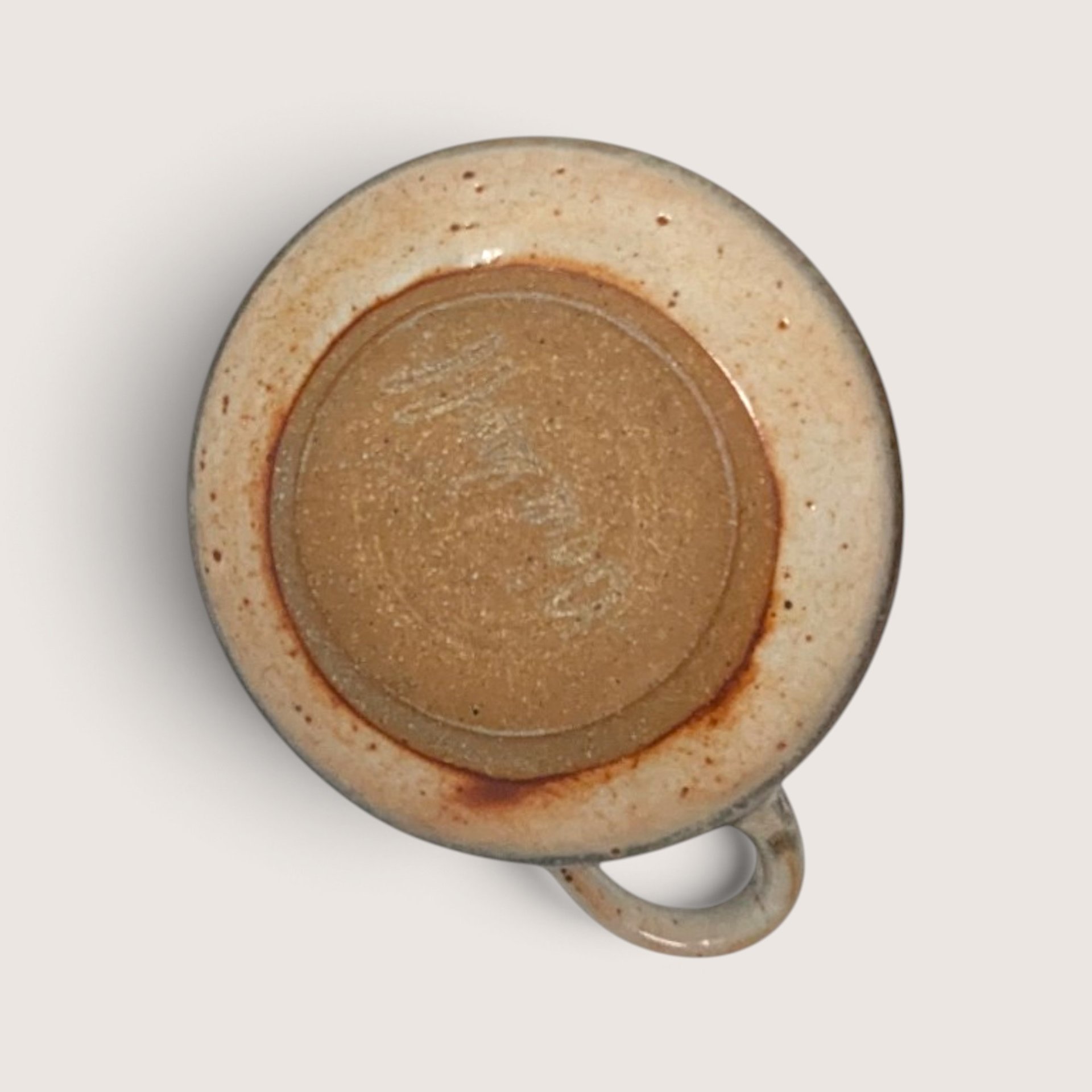 Set of 2 Vintage Handmade Stoneware Bowls with Swirls and Handles