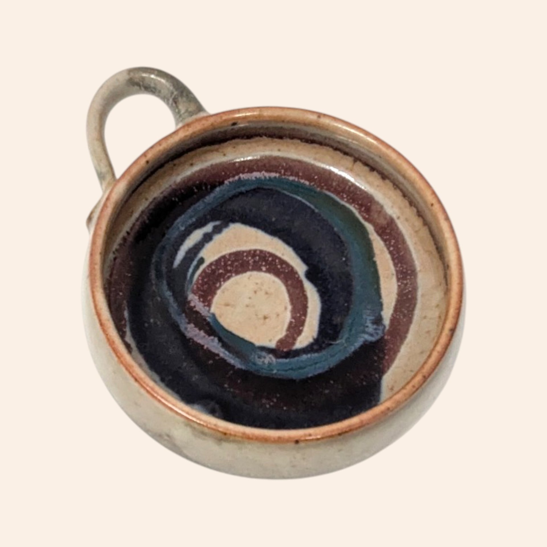 Set of 2 Handmade Stoneware Bowls with Swirls and Handles