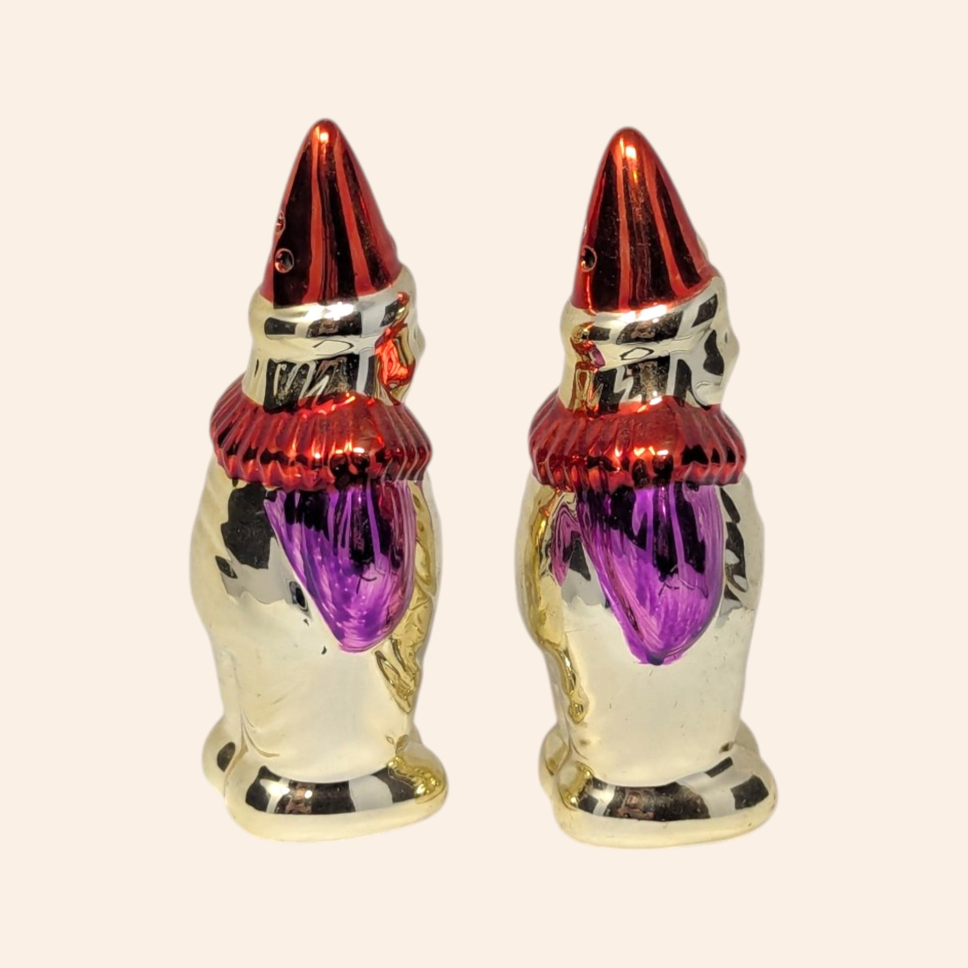 Vintage Metallic Clown Salt and Pepper Shakers
