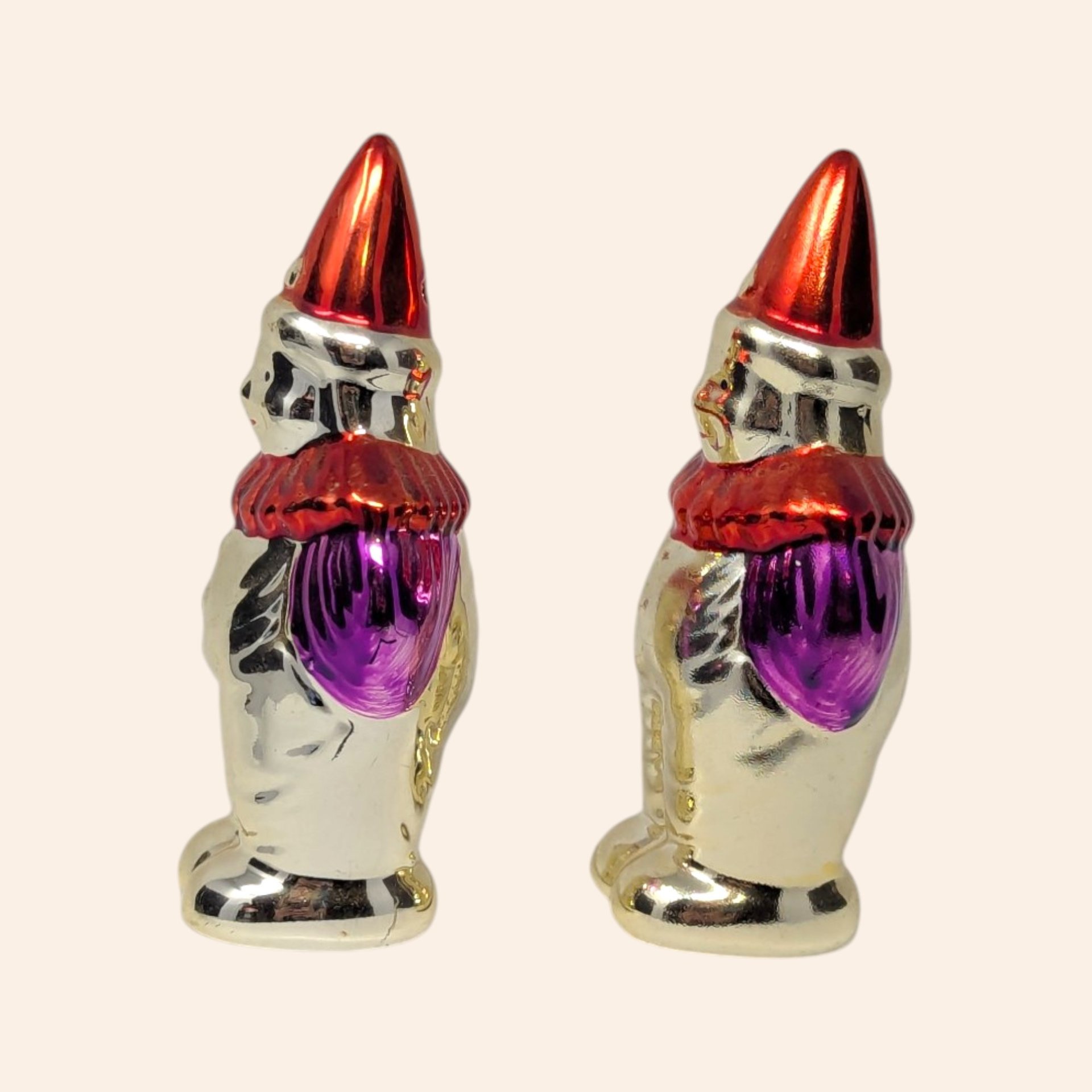 Vintage Metallic Clown Salt and Pepper Shakers